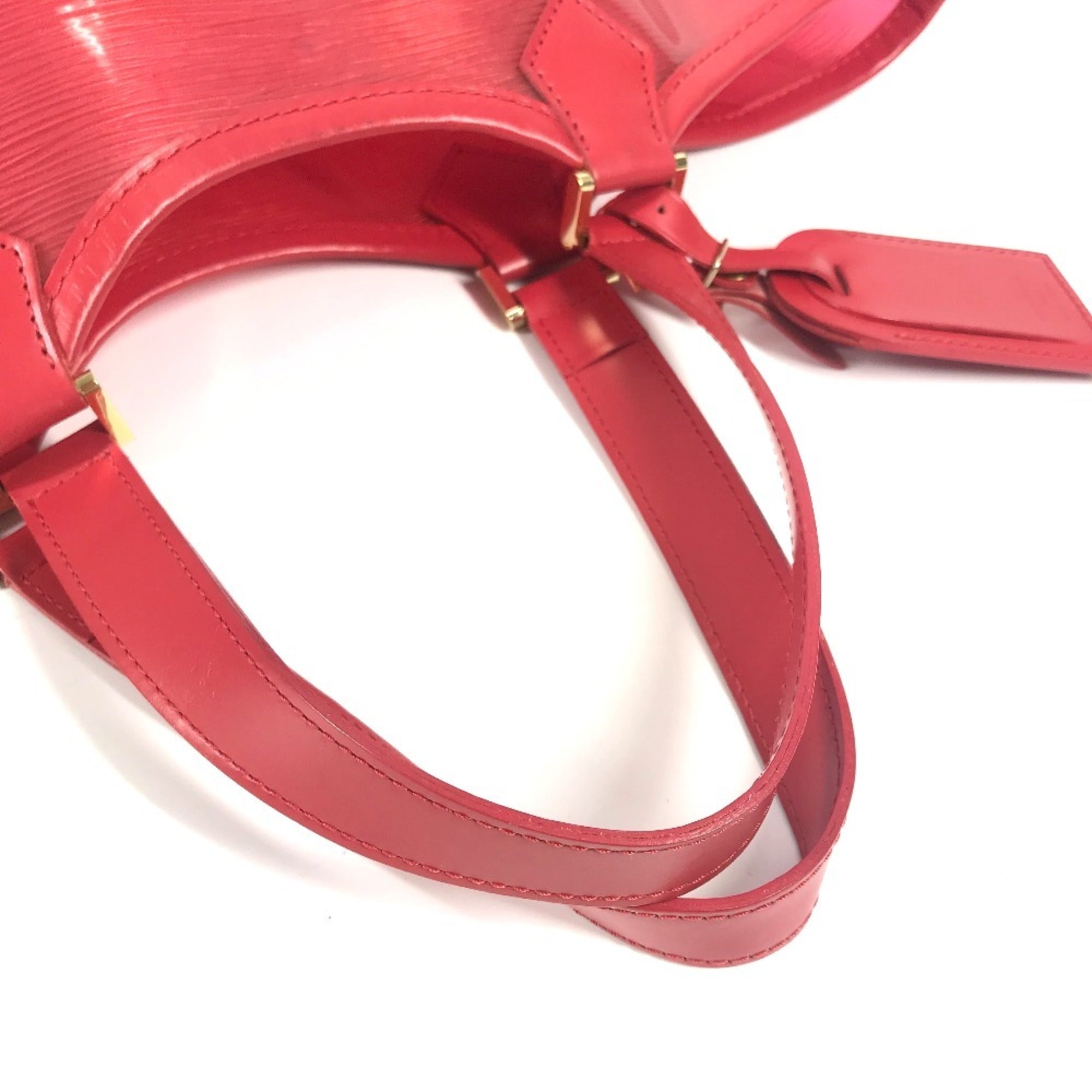 Louis Vuitton Red Color Vinyl Leather Handbag Tote Bag