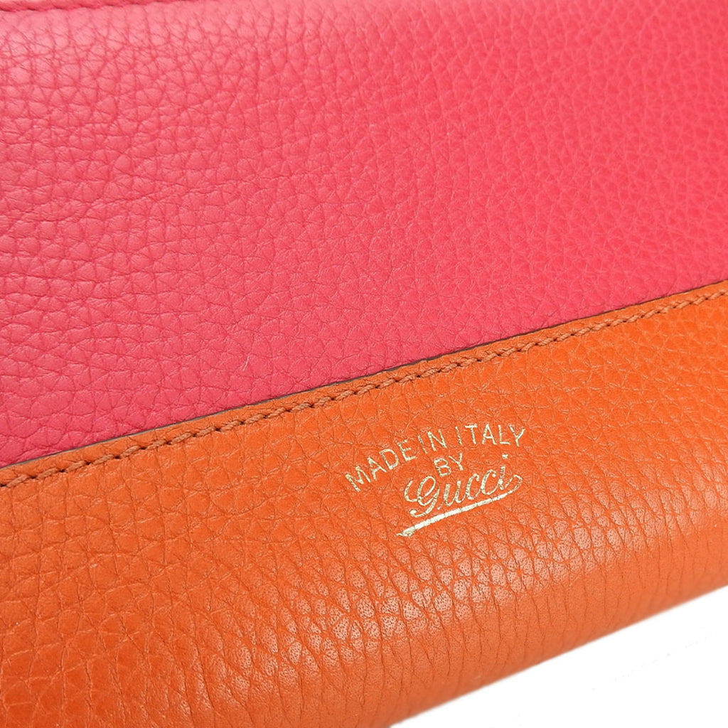 Gucci Bamboo Orange Pink Leather Long Wallet (Bi-Fold) (Pre-Owned)