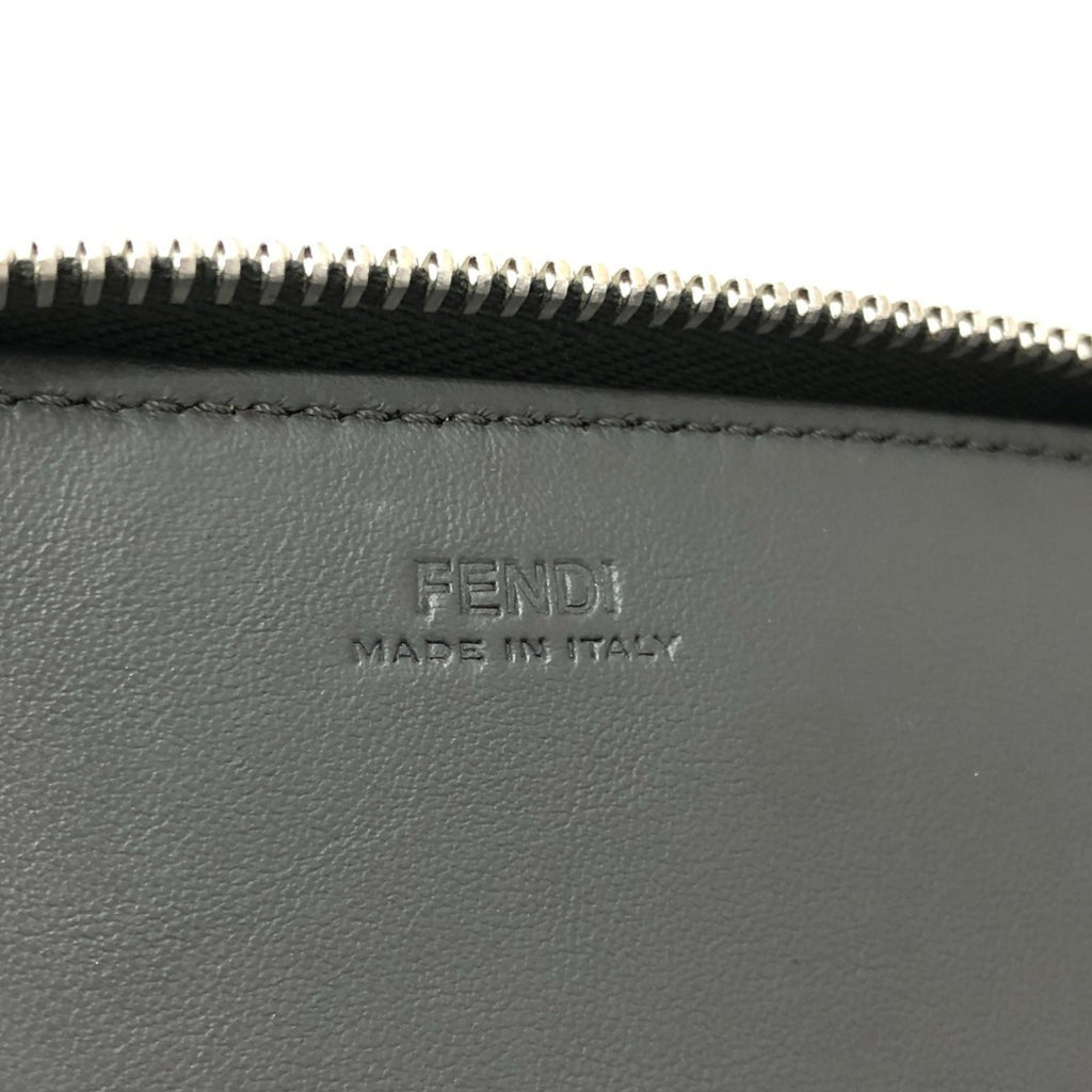 Fendi Gray Leather Long Wallet (Bi-Fold)