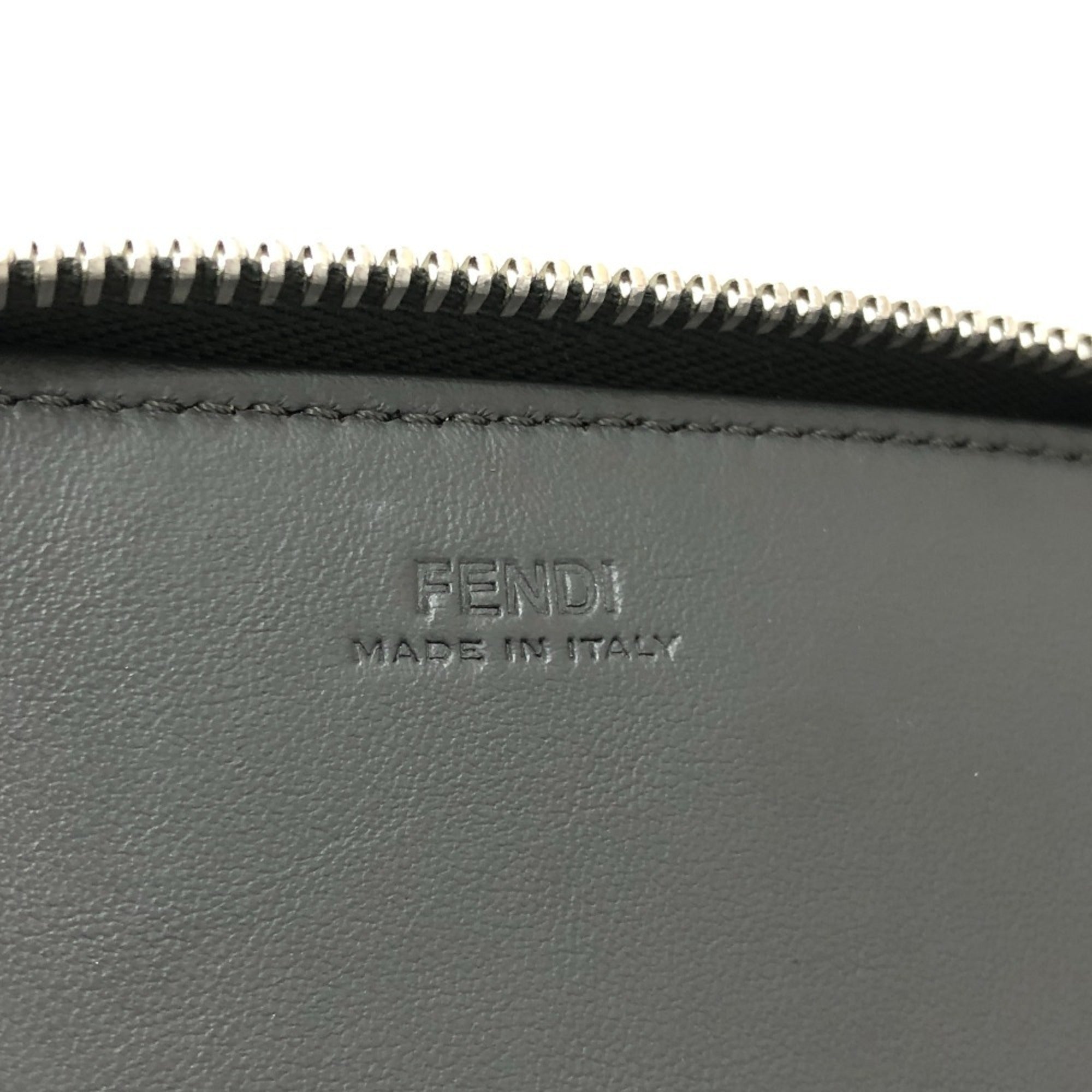 Fendi Gray Leather Long Wallet (Bi-Fold)