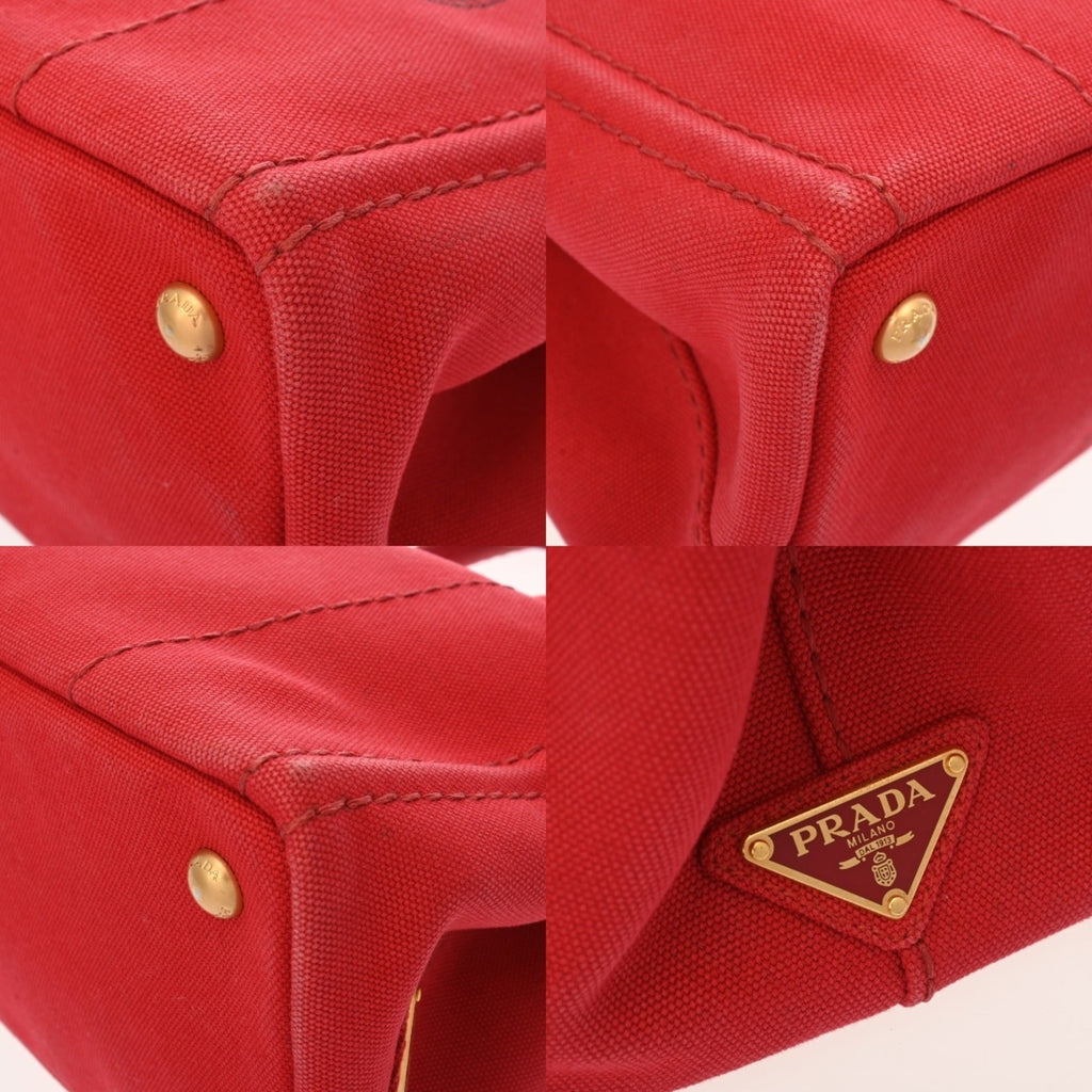 Prada Canapa Red Color Canvas Handbag