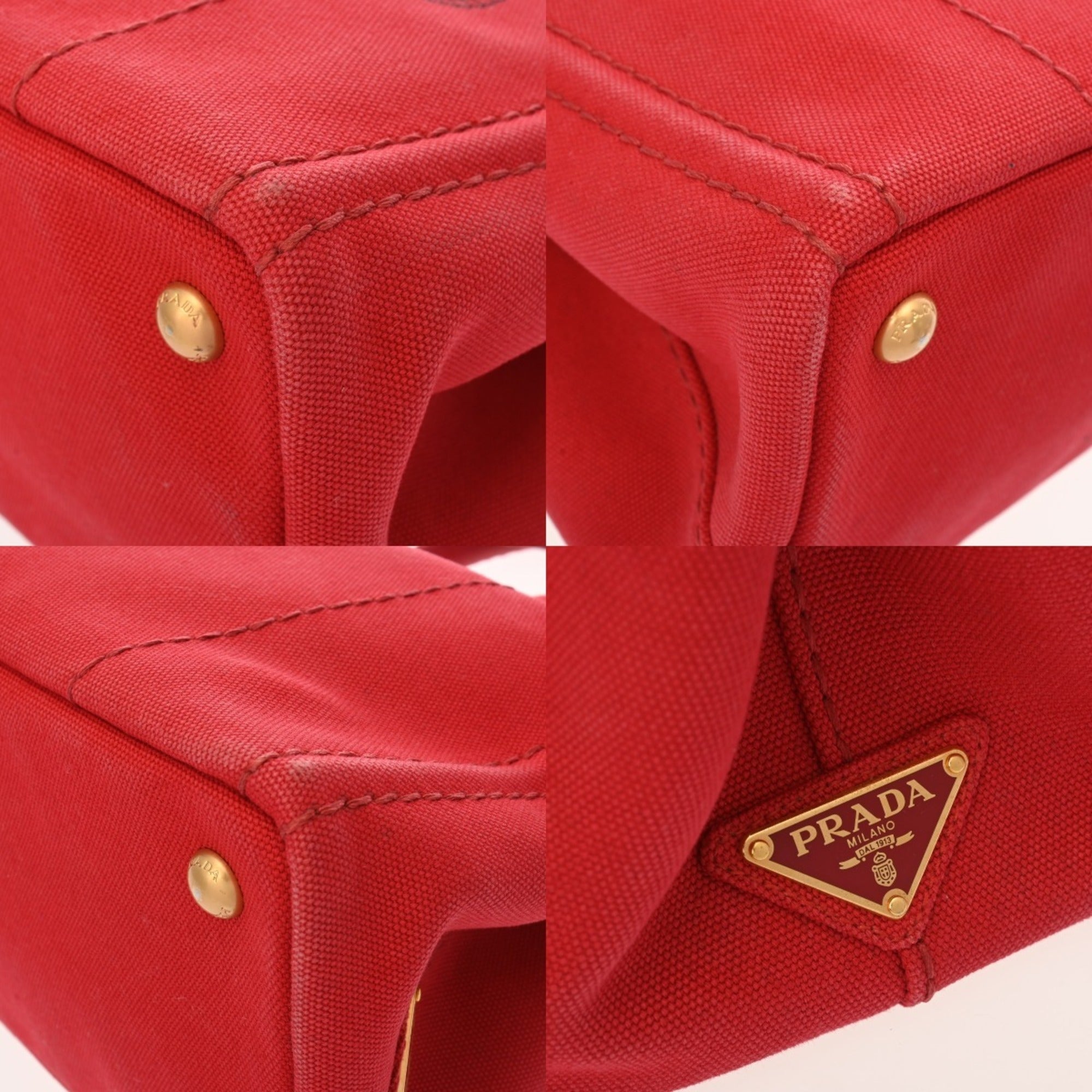 Prada Canapa Red Color Canvas Handbag