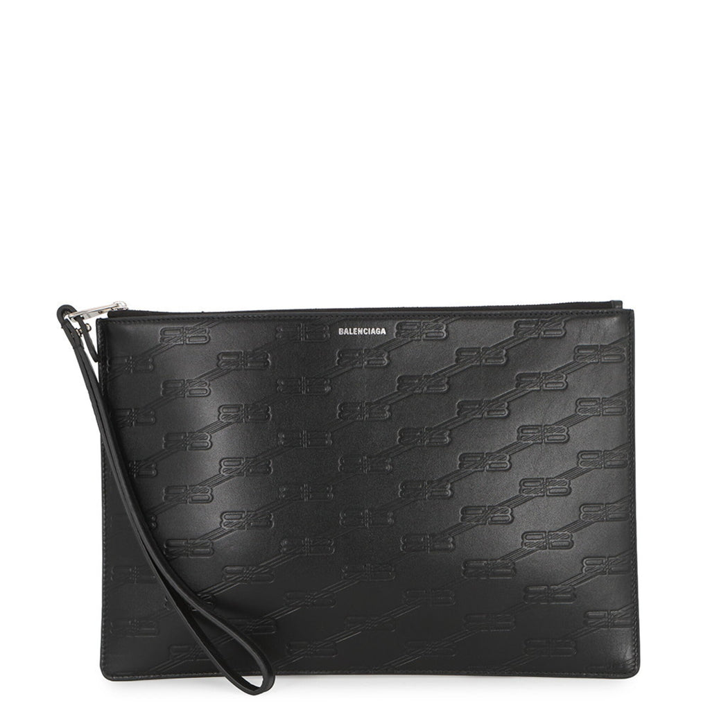 Balenciaga Black Leather Clutch Bag Handbag Pouch