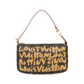 Louis Vuitton Marron Peach Coated Canvas Pochette Pouch