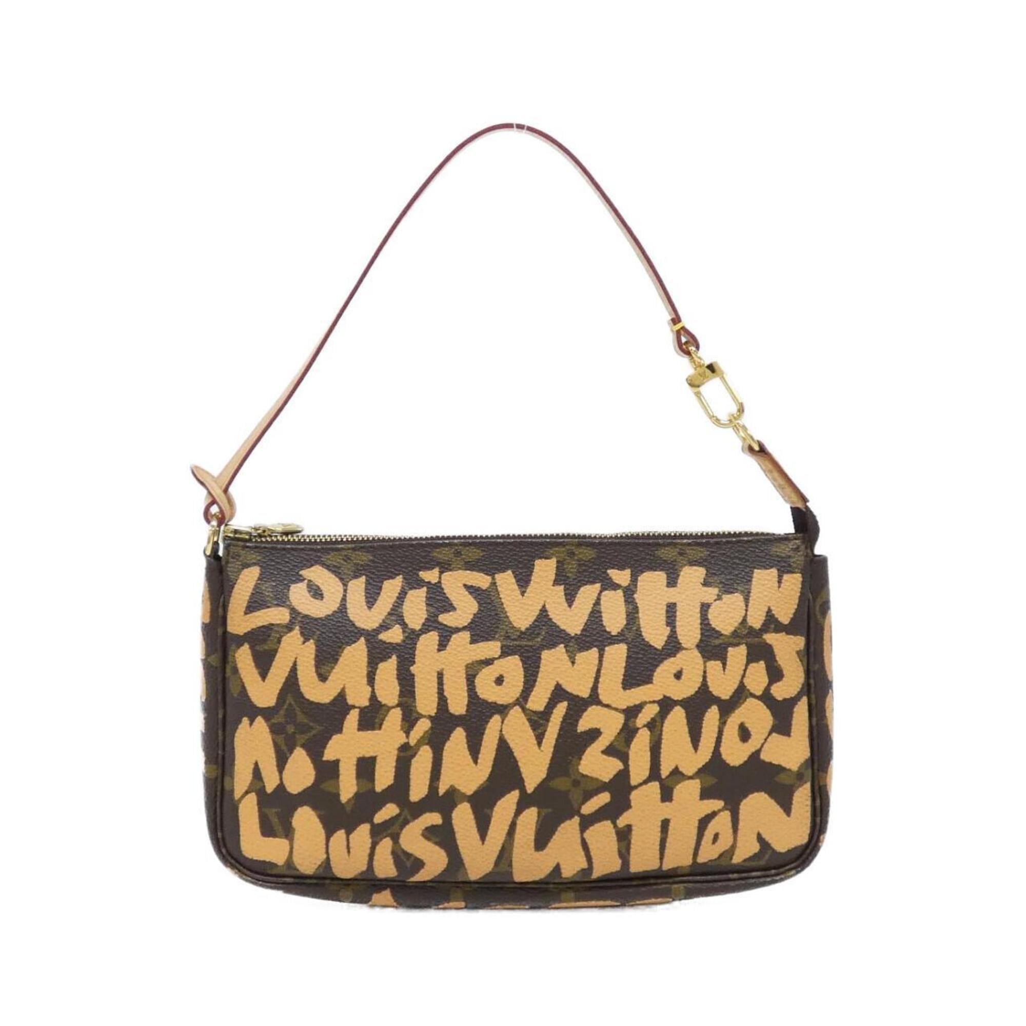 Louis Vuitton Marron Peach Coated Canvas Pochette Pouch
