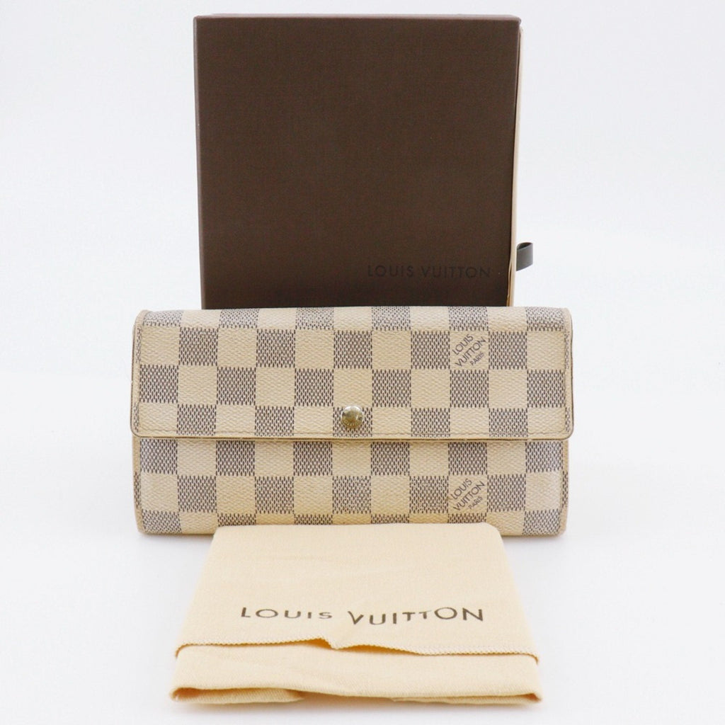 Louis Vuitton White Damier Azur Canvas Long Wallet (Tri-Fold)