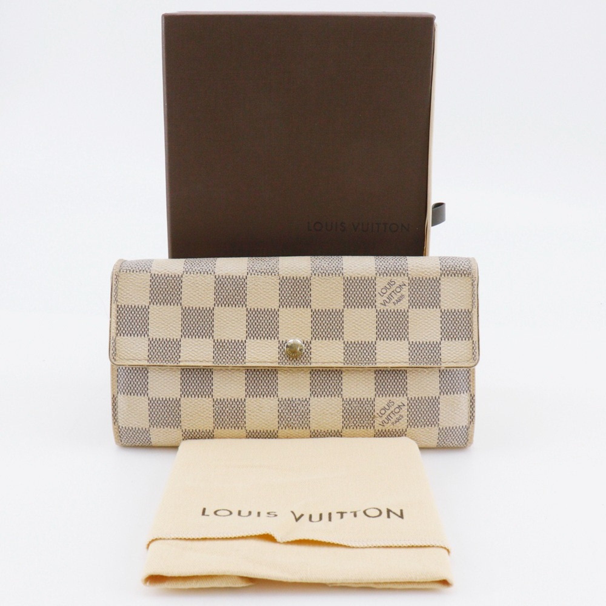 Louis Vuitton White Damier Azur Canvas Long Wallet (Tri-Fold)