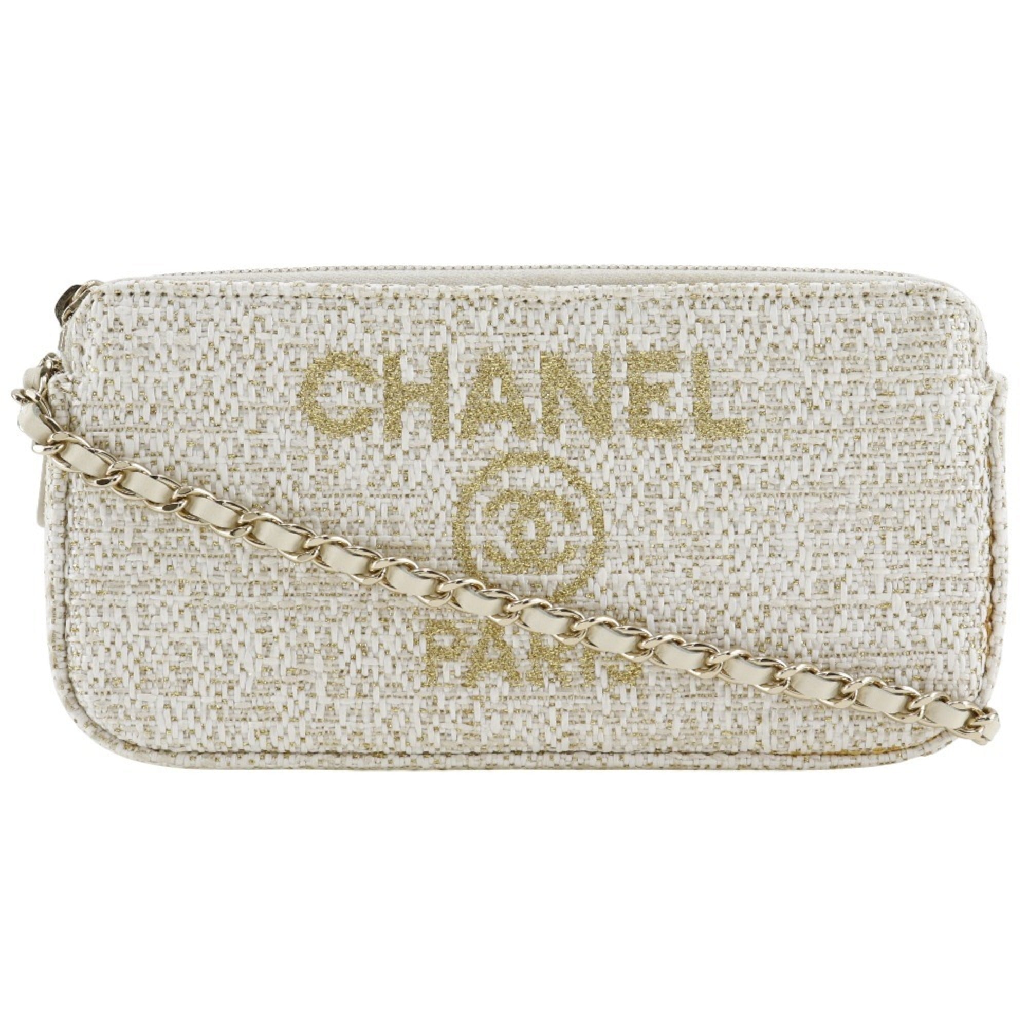Chanel White Tweed Shoulder Bag