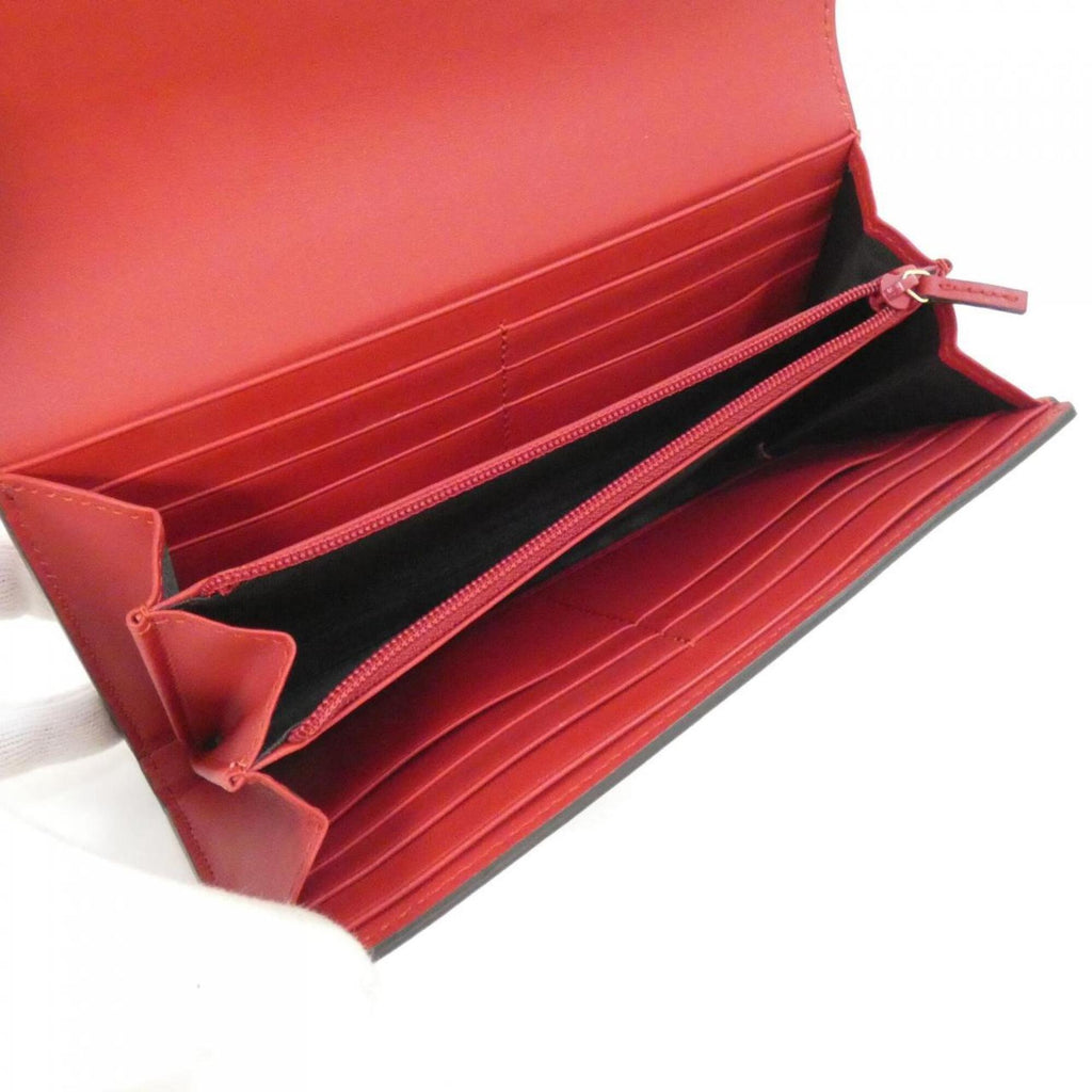 Gucci Pink Red Color Leather Long Wallet (Bi-Fold) (Pre-Owned)