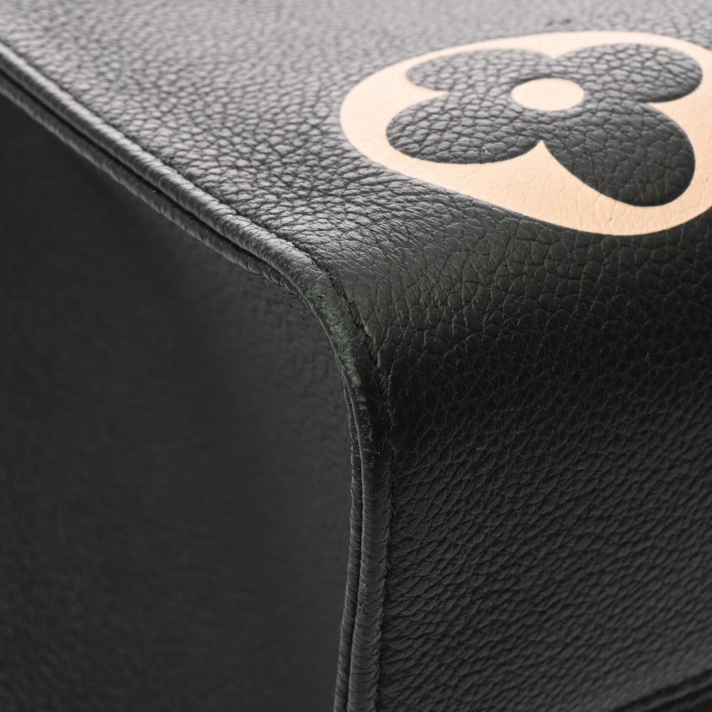 Louis Vuitton Beige Black Leather Handbag