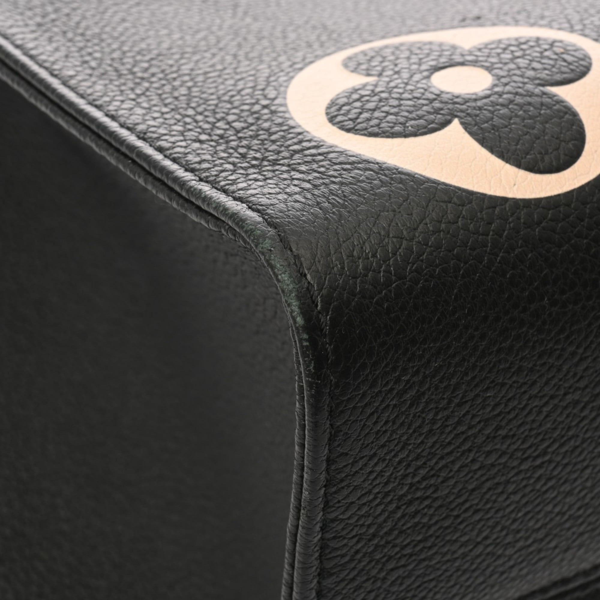 Louis Vuitton Beige Black Leather Handbag