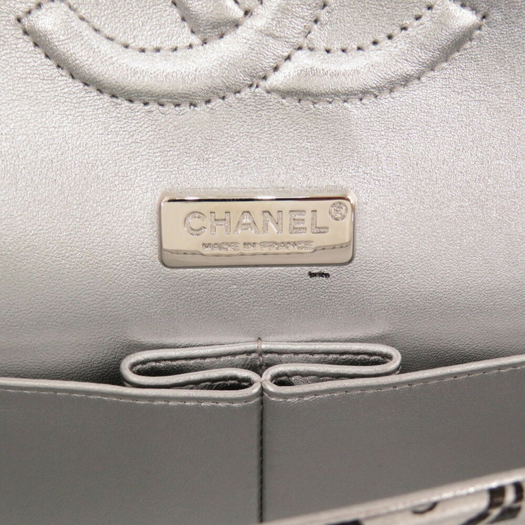 Chanel Black Silver Leather Shoulder Bag