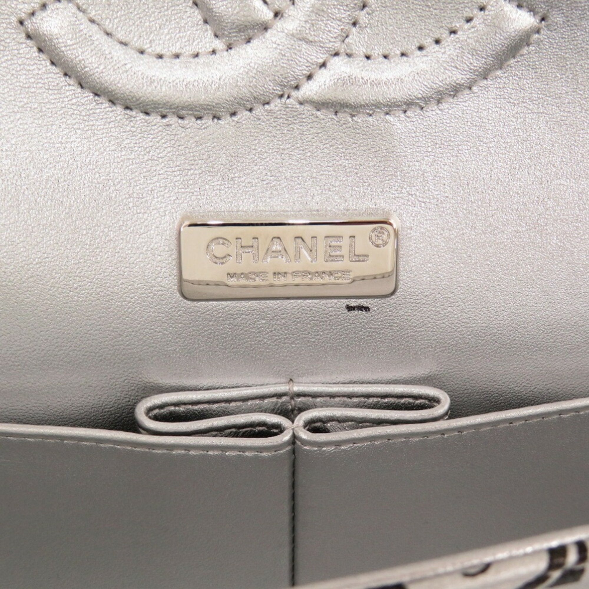 Chanel Black Silver Leather Shoulder Bag