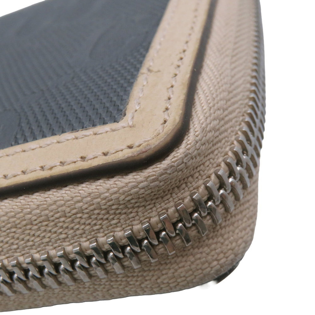 Gucci Beige Gray Nylon Leather Long Wallet (Bi-Fold) (Pre-Owned)