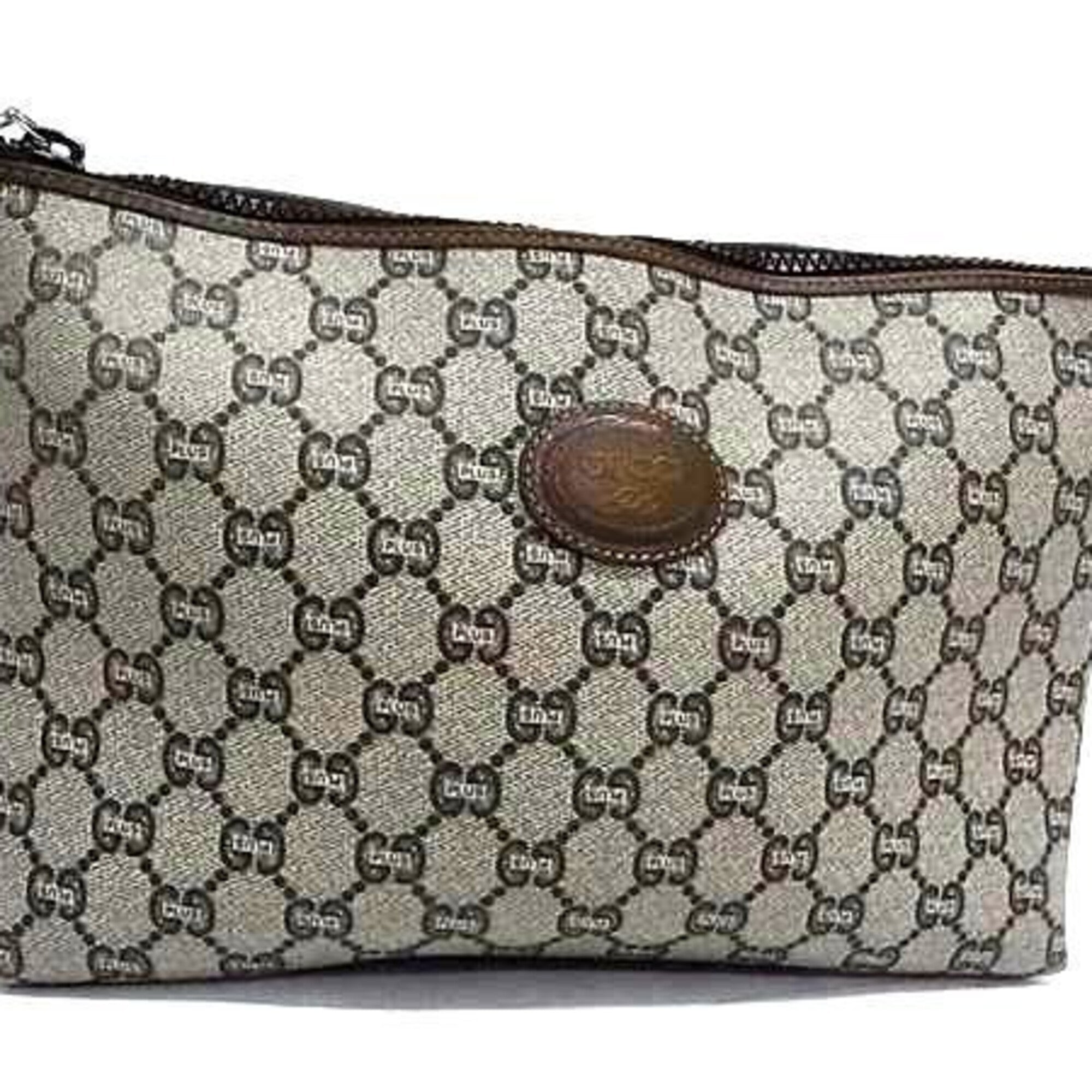 Gucci Beige Brown Pvc Leather Clutch Bag (Pre-Owned)