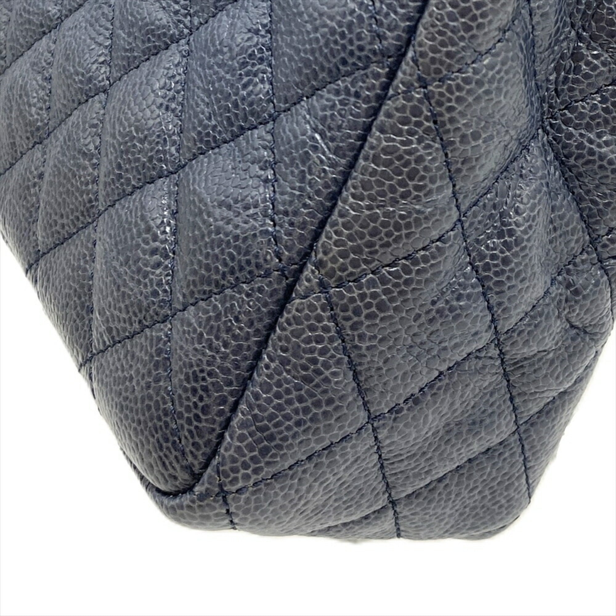 Chanel Blue Grained Calfskin Shoulder Bag