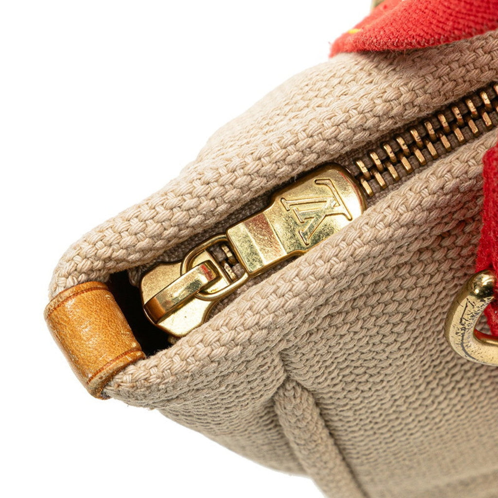 Louis Vuitton Antigua Beige Red Color Canvas Handbag