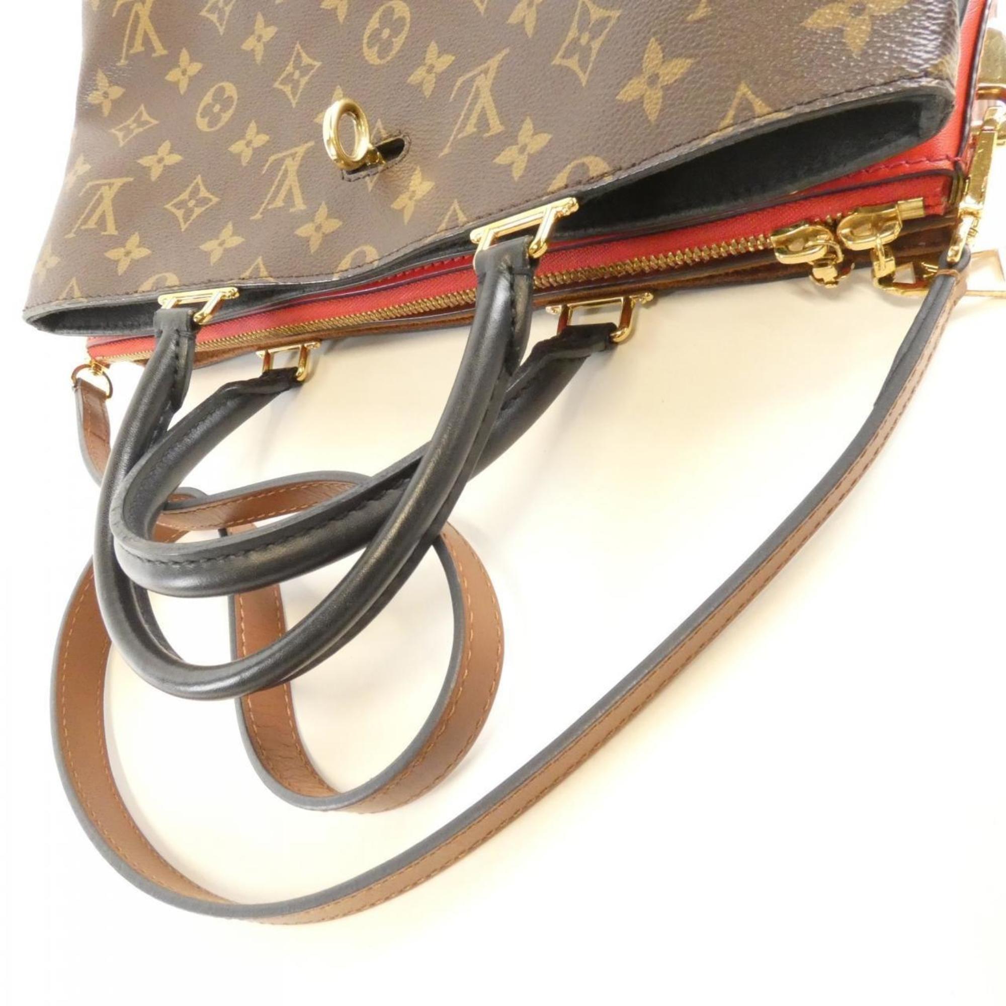 Louis Vuitton Monogram Marron Noir Rouge Coated Canvas Handbag