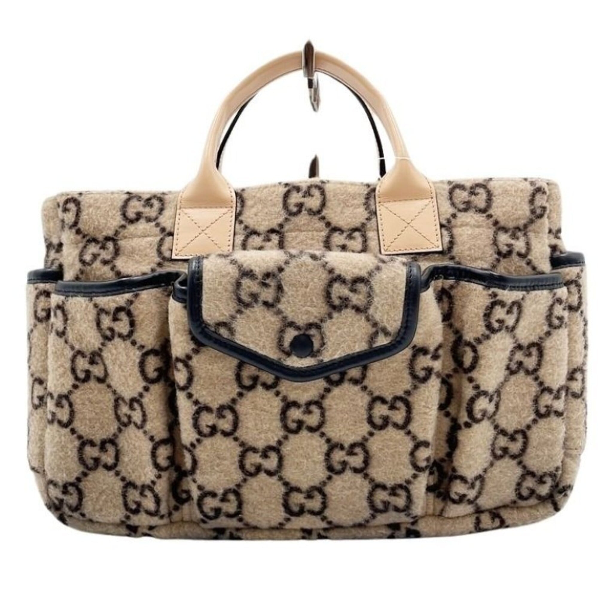 Gucci Beige Wool Leather Handbag (Pre-Owned)
