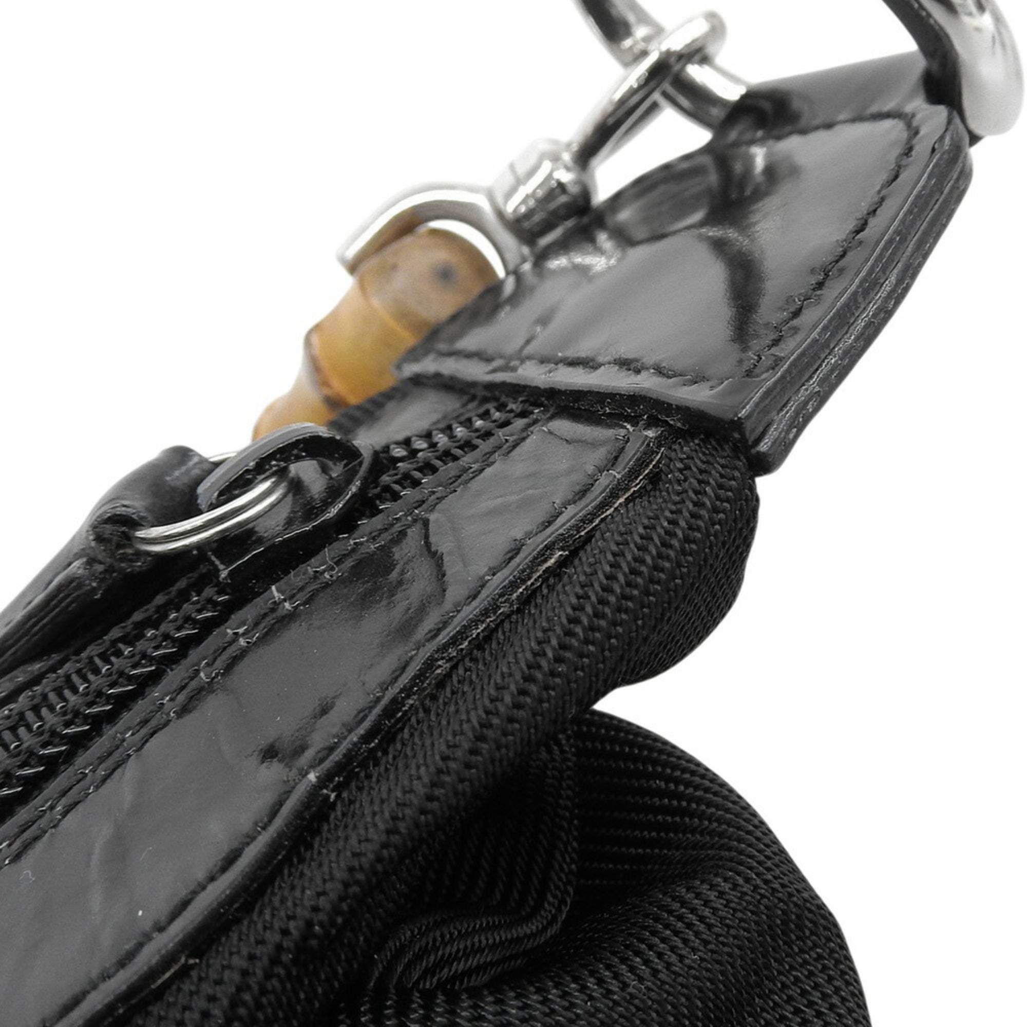Gucci Black Bamboo Canvas Handbag (Pre-Owned)