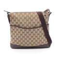 Gucci Beige Brown Canvas Leather Handbag Shoulder Bag (Pre-Owned)