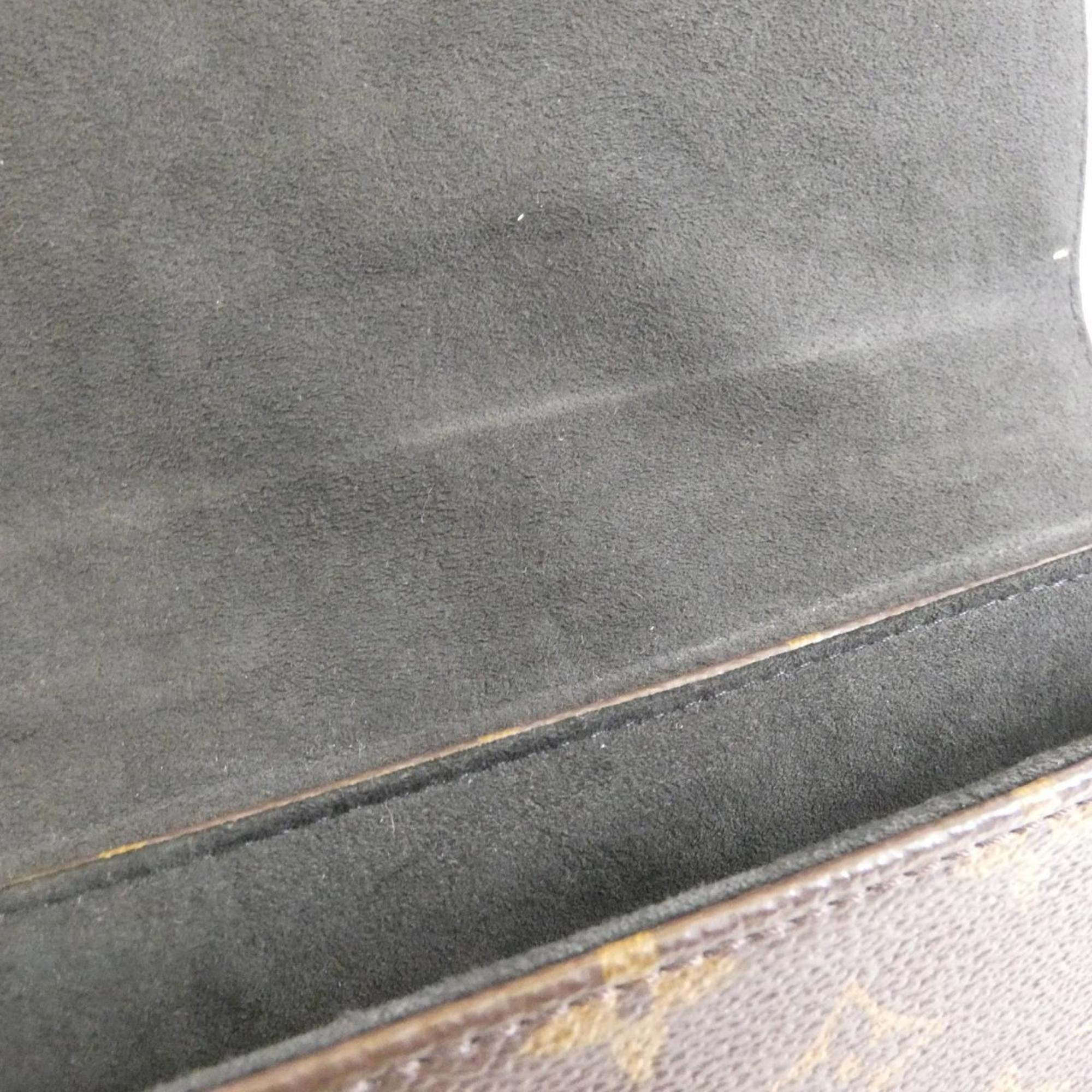 Louis Vuitton Black Marron Coated Canvas Leather Handbag