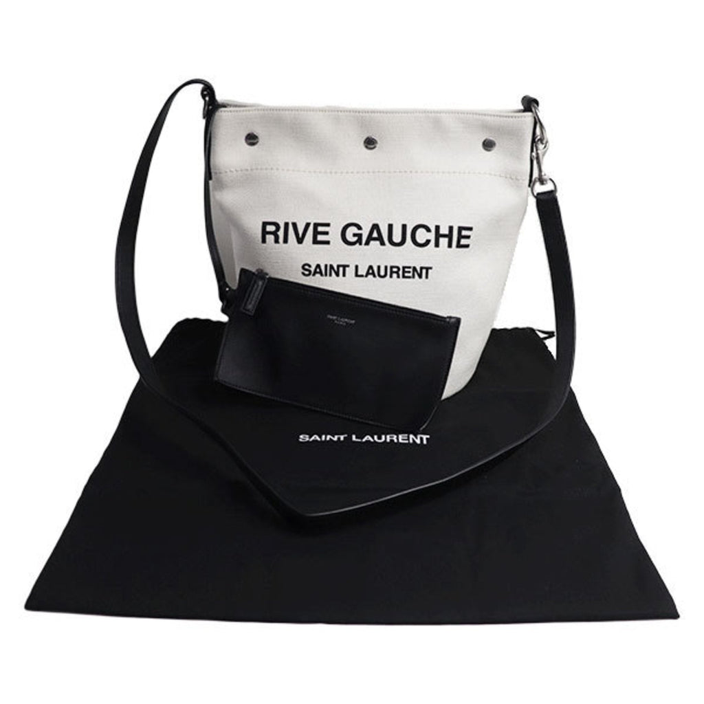 Yves Saint Laurent Black White Canvas Pouch Shoulder Bag (Pre-Owned)