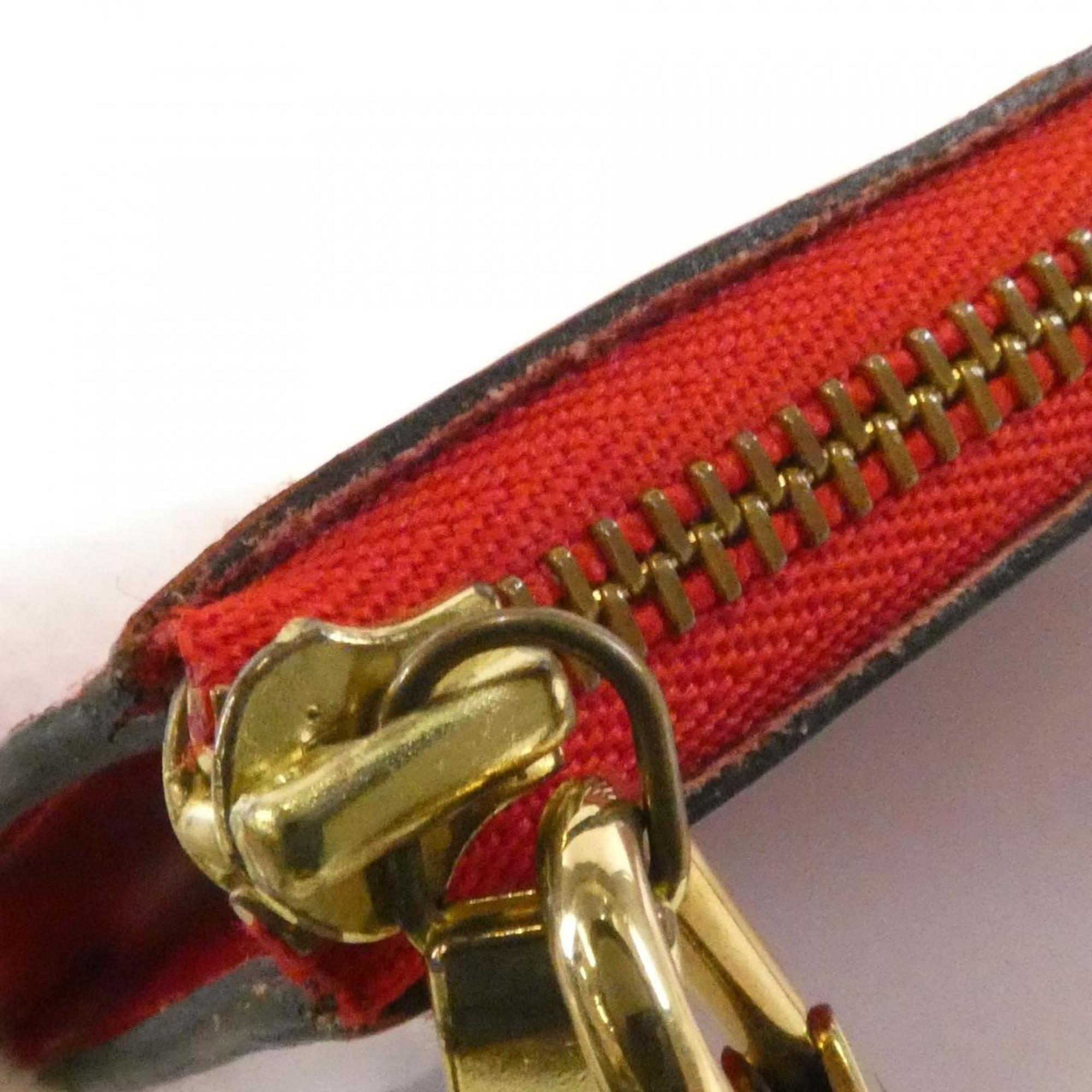 Louis Vuitton Red Color Leather Pochette Pouch