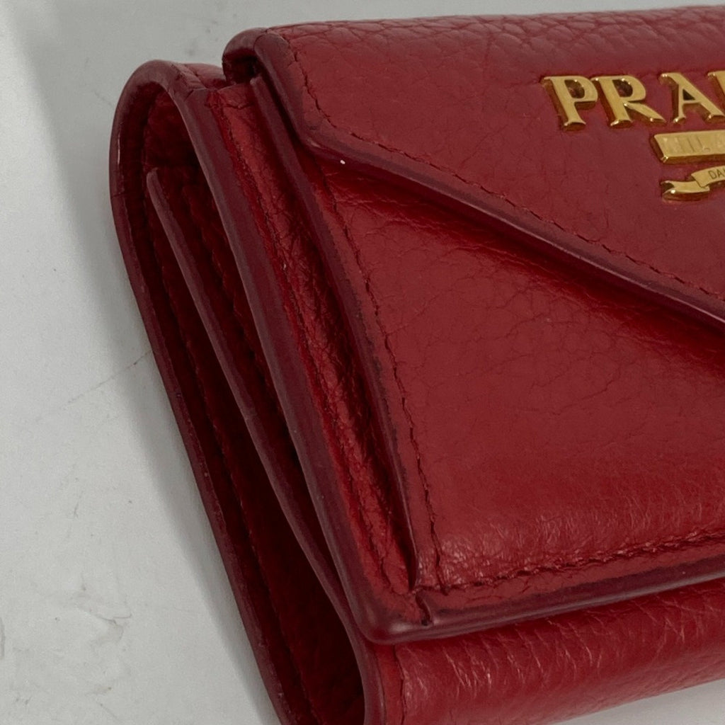 Prada Red Leather Wallet (Tri-Fold)