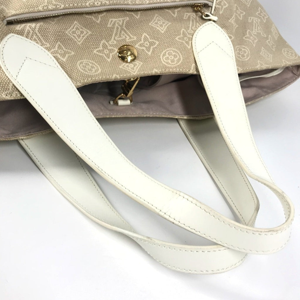 Louis Vuitton Beige White Canvas Leather Shoulder Bag Tote Bag