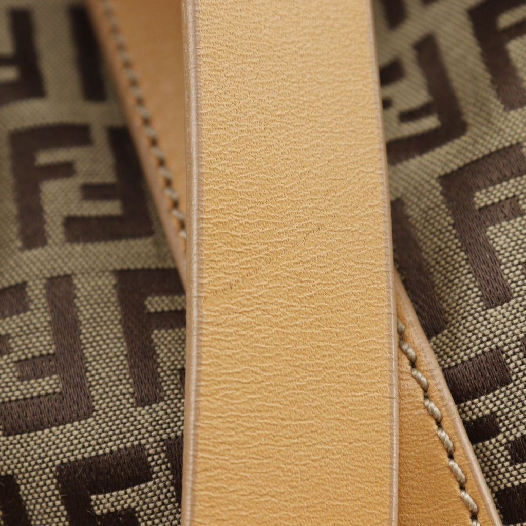 Fendi Brown Canvas Leather Boston Bag