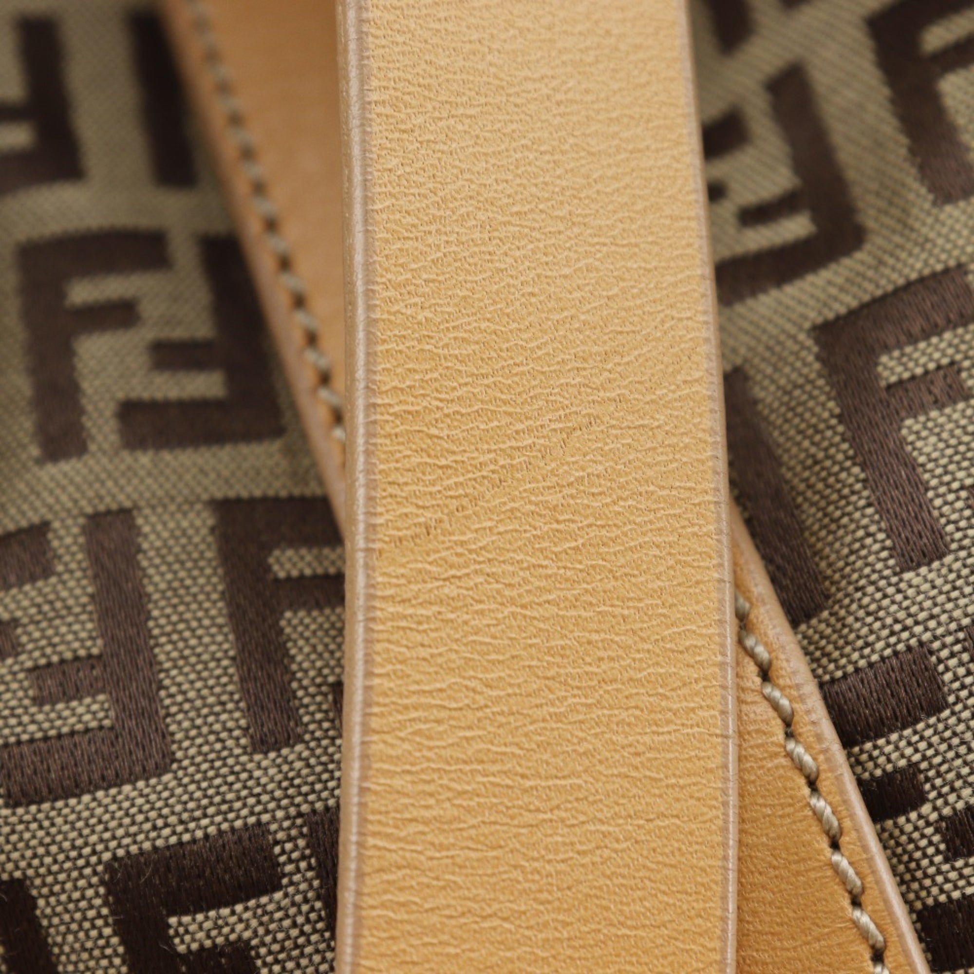 Fendi Brown Canvas Leather Boston Bag