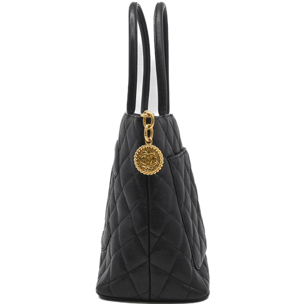 Chanel Black Grained Calfskin Handbag Tote Bag