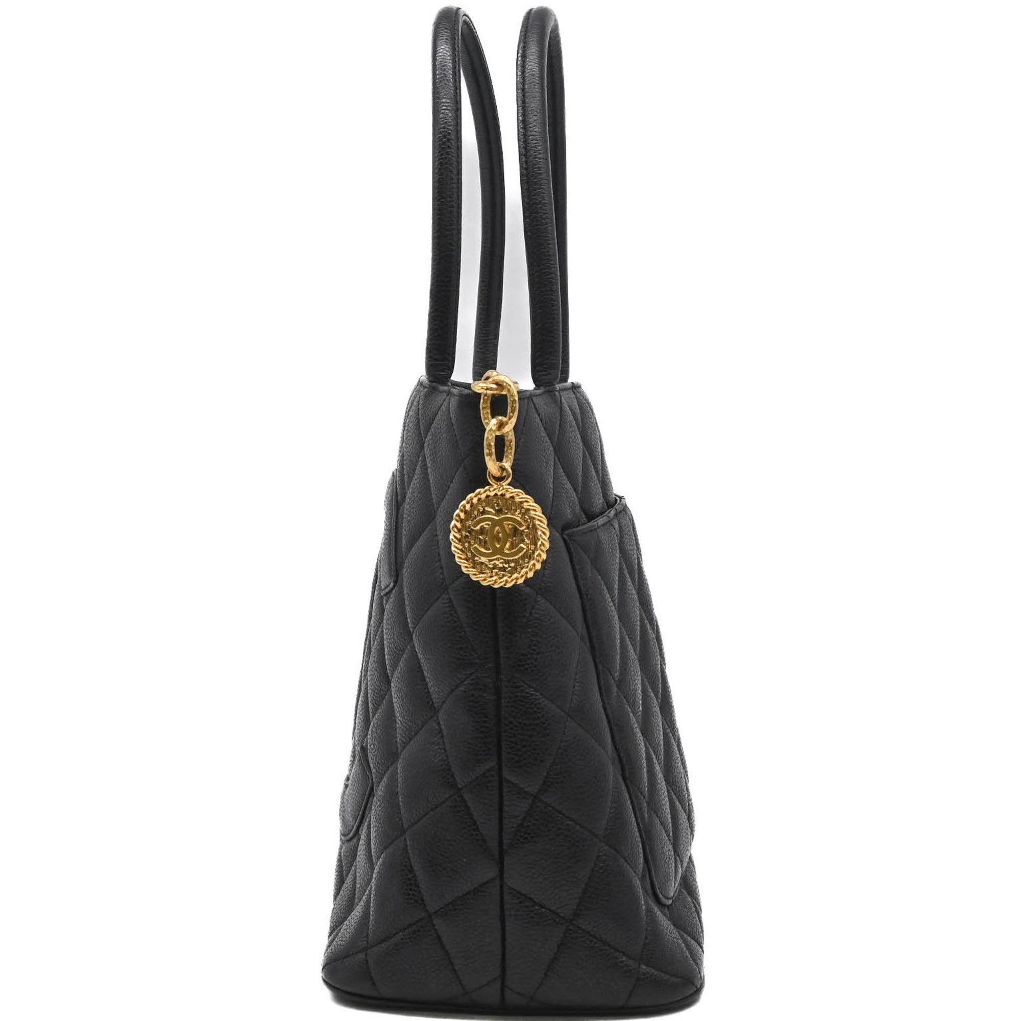 Chanel Black Grained Calfskin Handbag Tote Bag