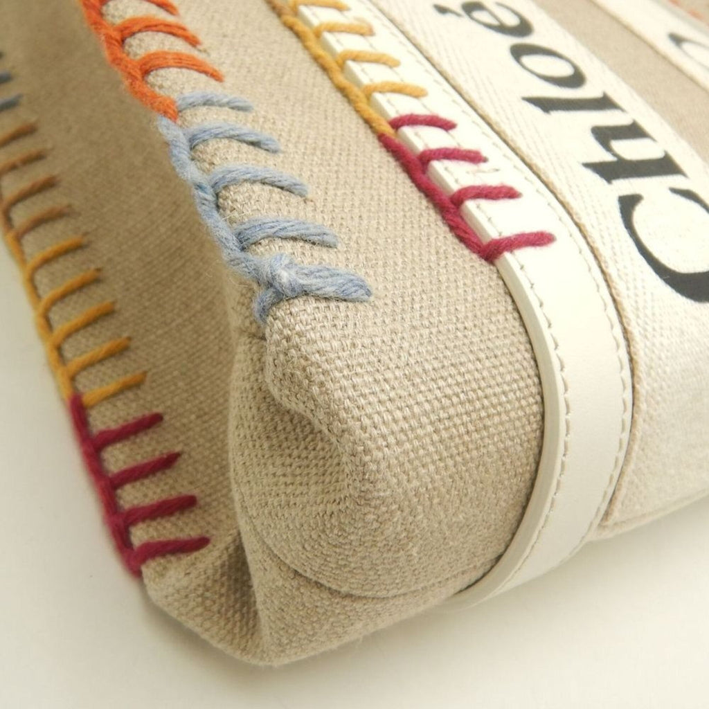 Chloé White Linen Leather Tote Bag (Pre-Owned)