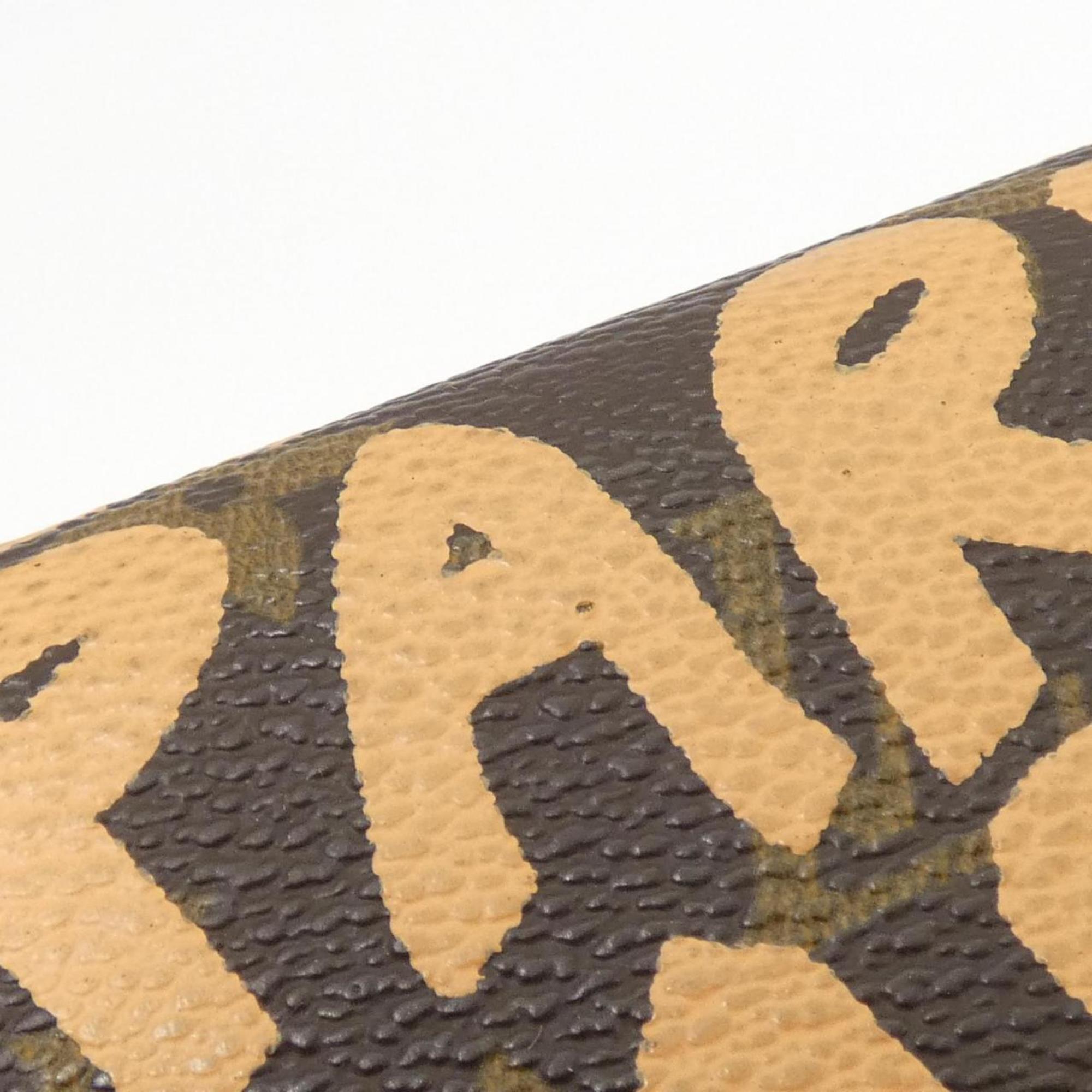 Louis Vuitton Monogram Graffiti Marron Peach Coated Canvas Long Wallet
