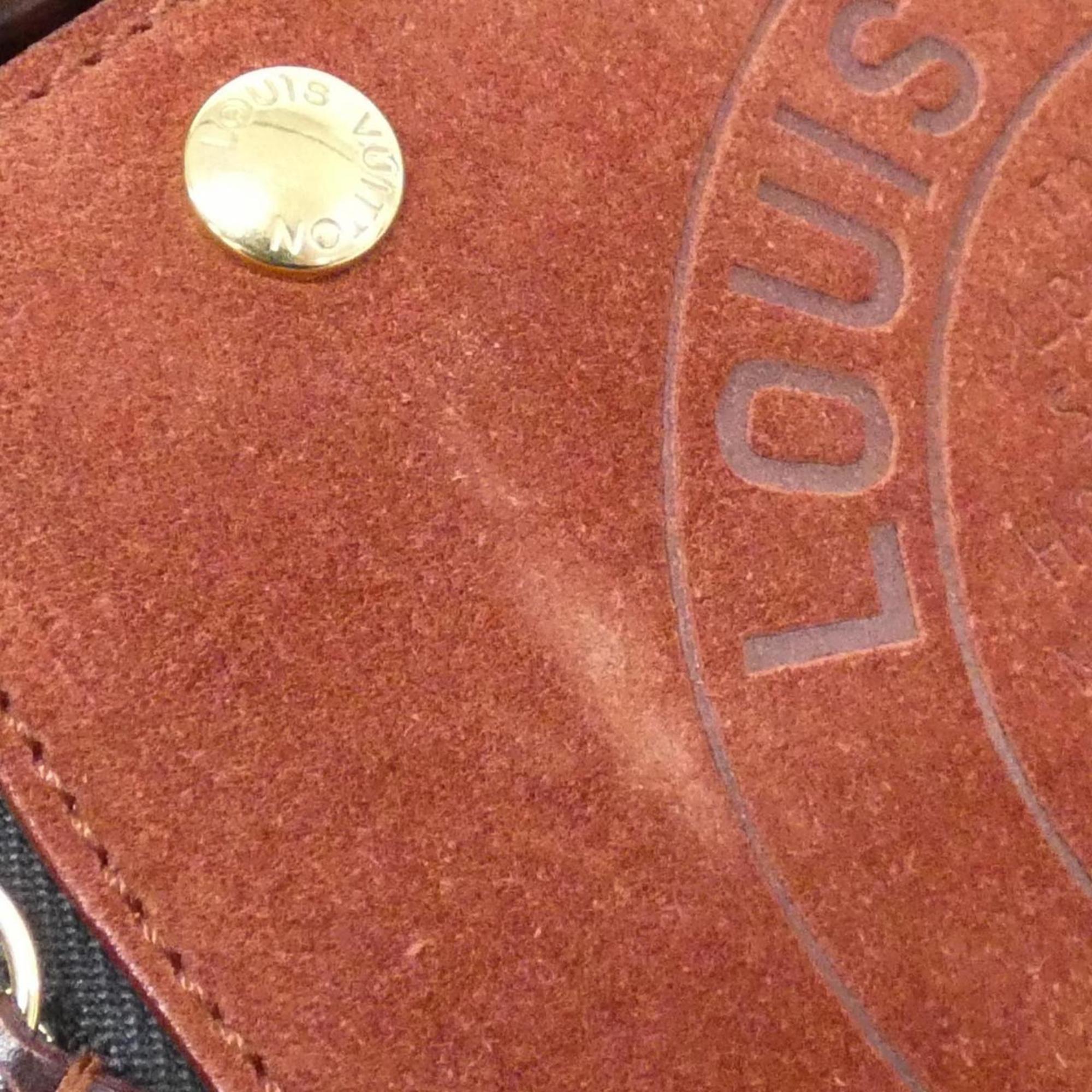 Louis Vuitton Brown Red Brown Suede Leather Handbag