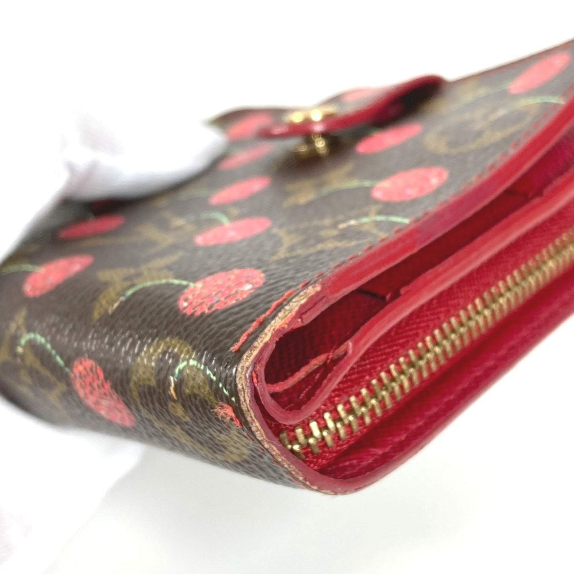 Louis Vuitton Brown Red Color Monogram Canvas Wallet