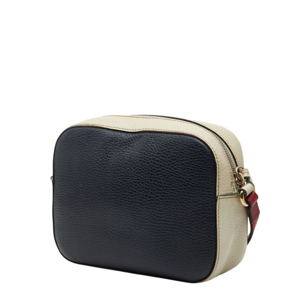 Gucci Navy Red Color White Leather Shoulder Bag (Pre-Owned)