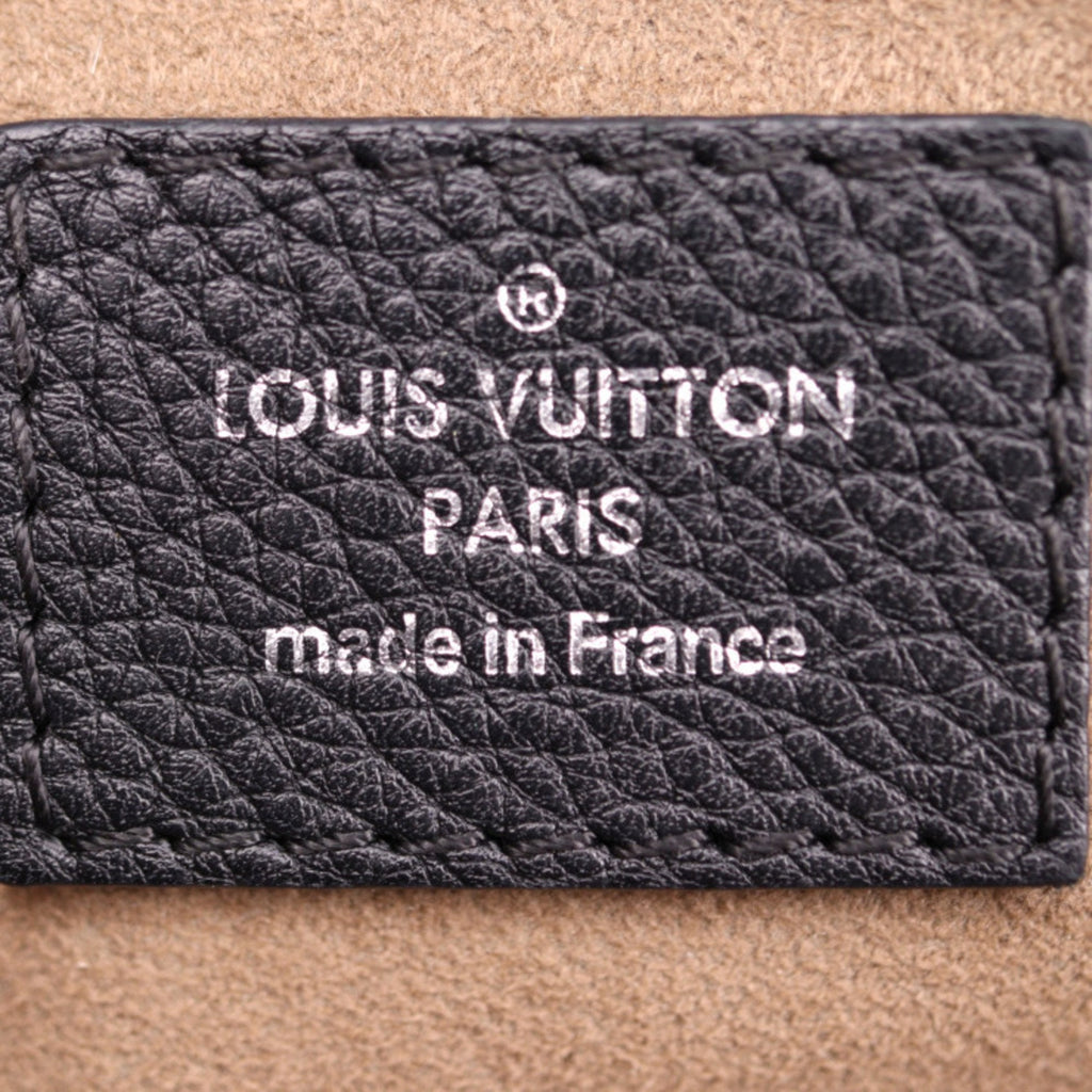 Louis Vuitton Black Leather Handbag Shoulder Bag Tote Bag