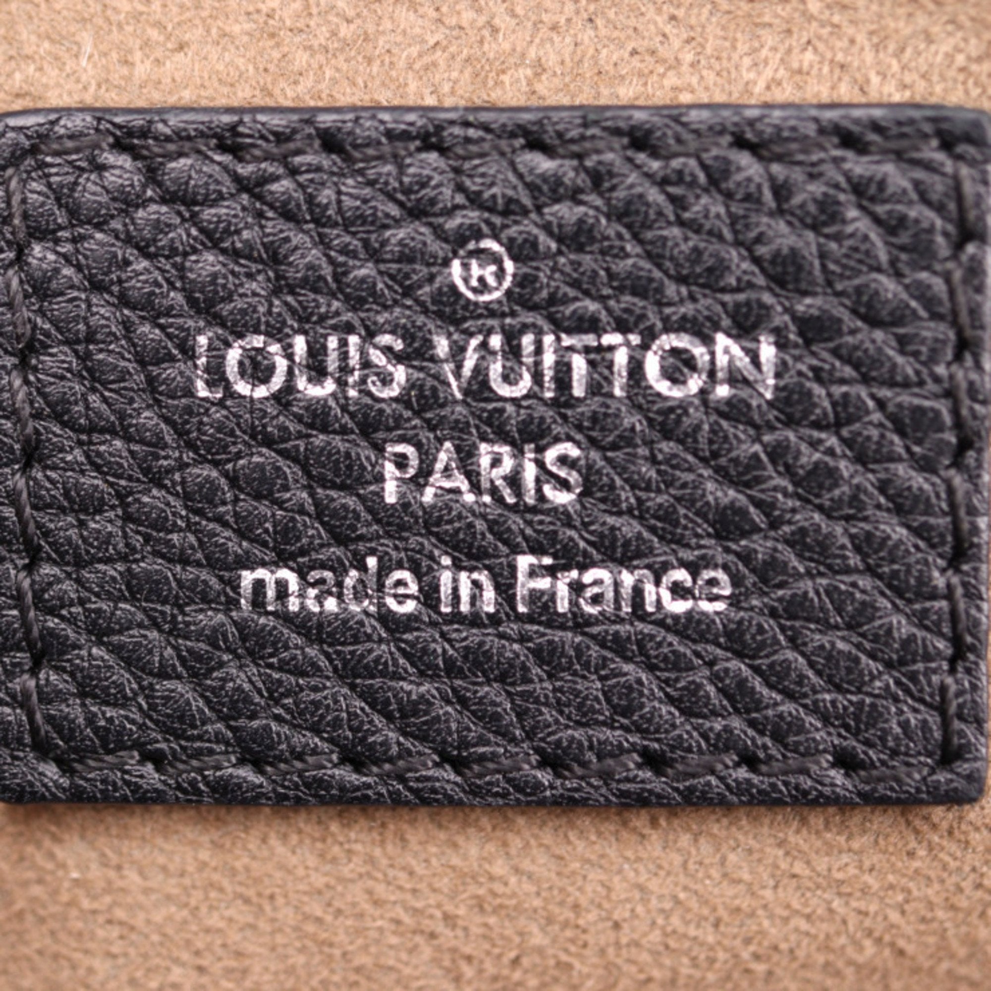 Louis Vuitton Black Leather Handbag Shoulder Bag Tote Bag
