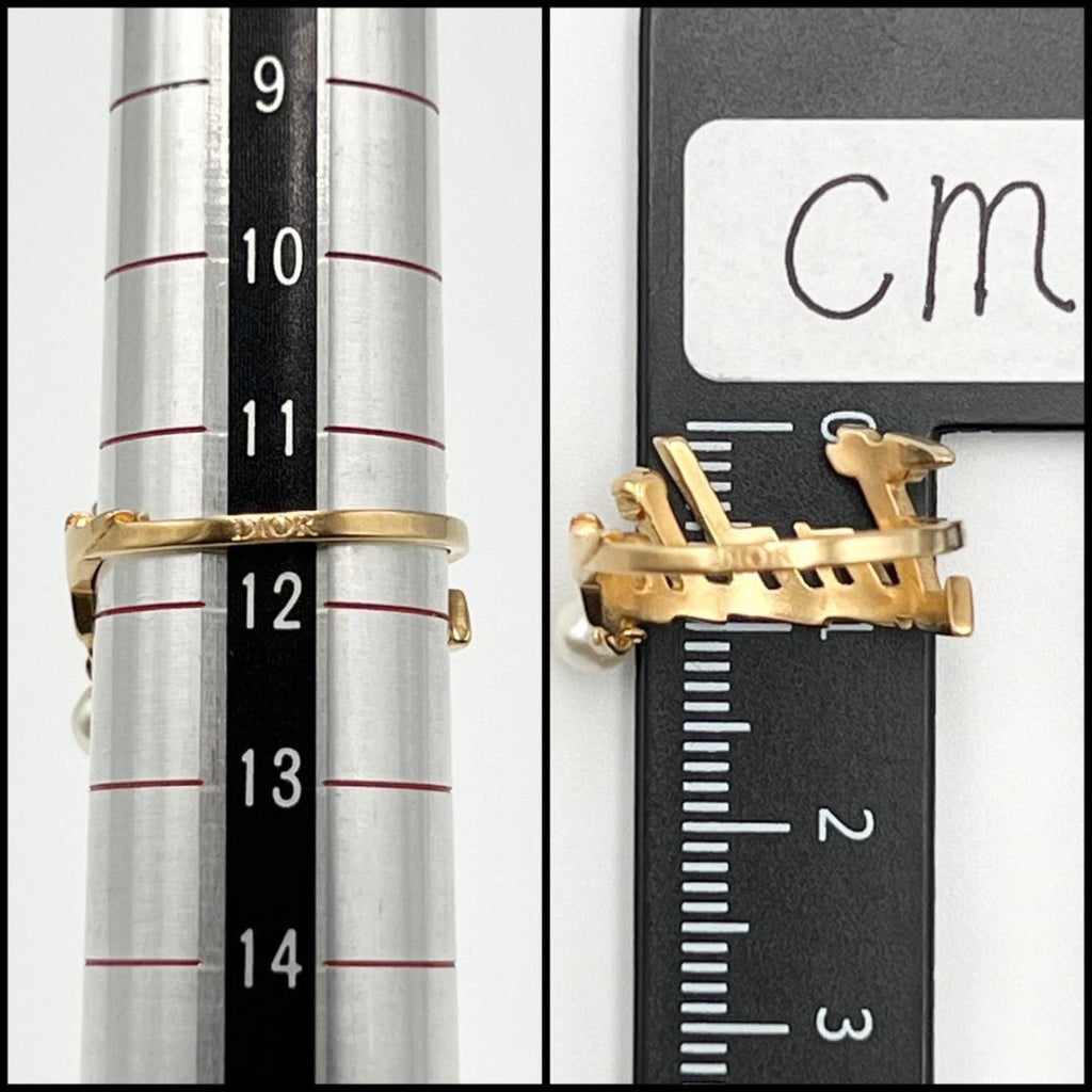 Christian Dior Metal Rhinestone Band Ring (Pre-Owned)