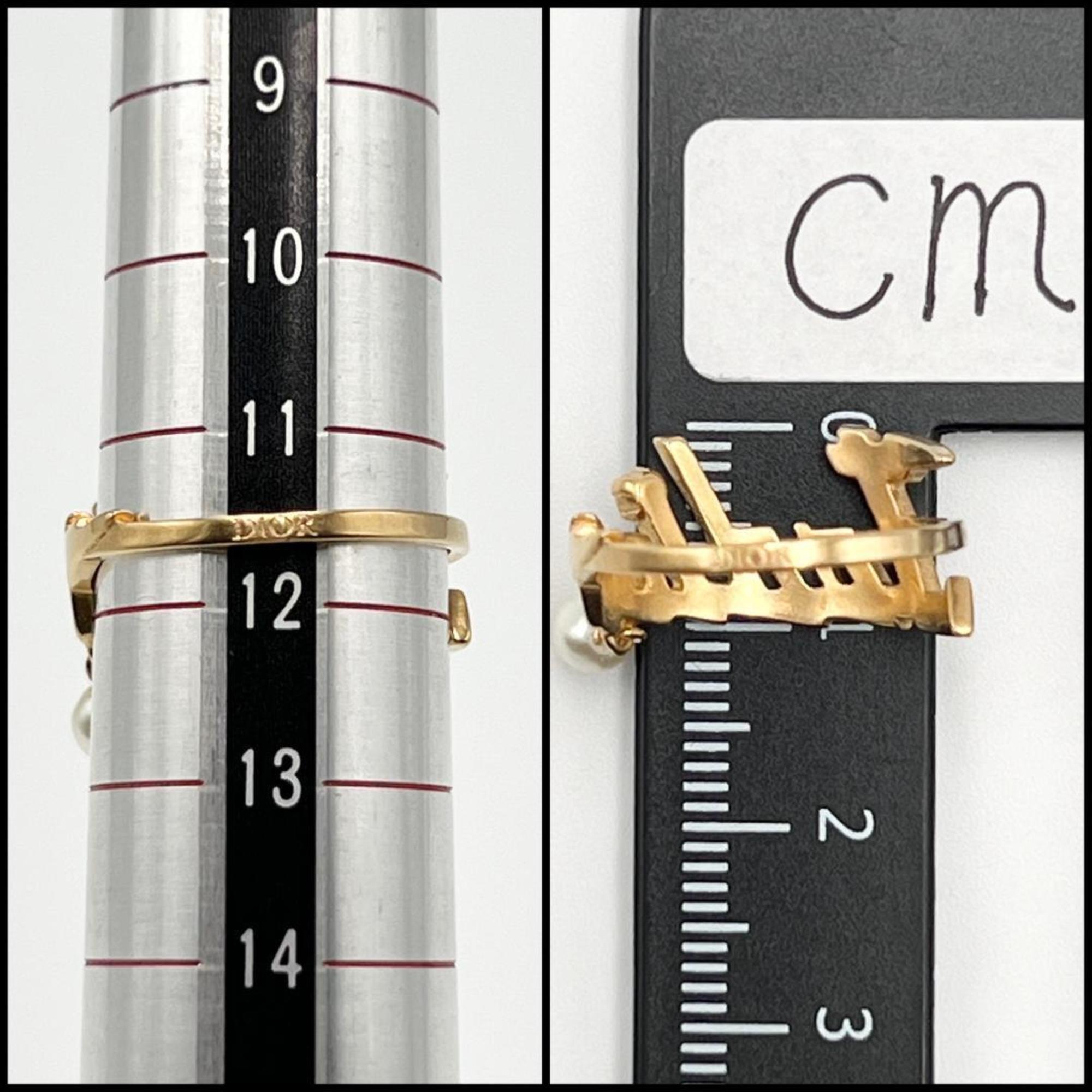 Christian Dior Metal Rhinestone Band Ring (Pre-Owned)