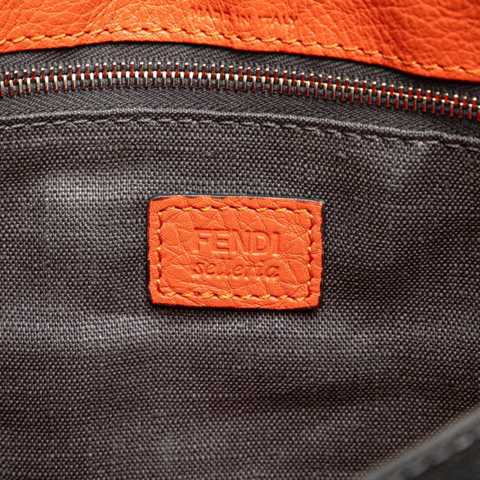 Fendi Orange Leather Clutch Bag