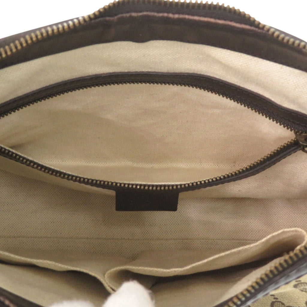Gucci Beige Dark Brown Gg Canvas Leather Handbag Shoulder Bag (Pre-Owned)