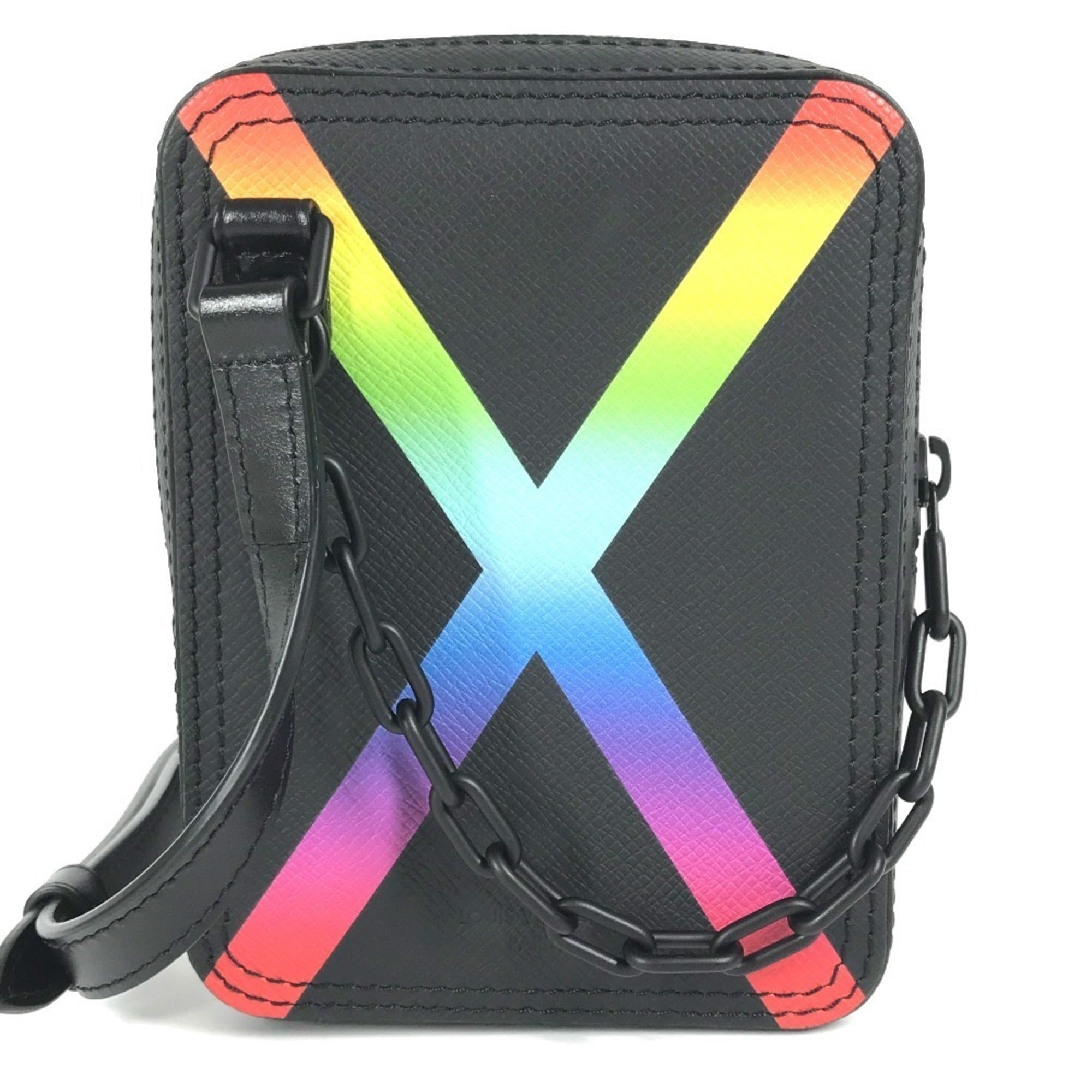 Louis Vuitton Black Multi-Color Taiga Leather Pochette Shoulder Bag