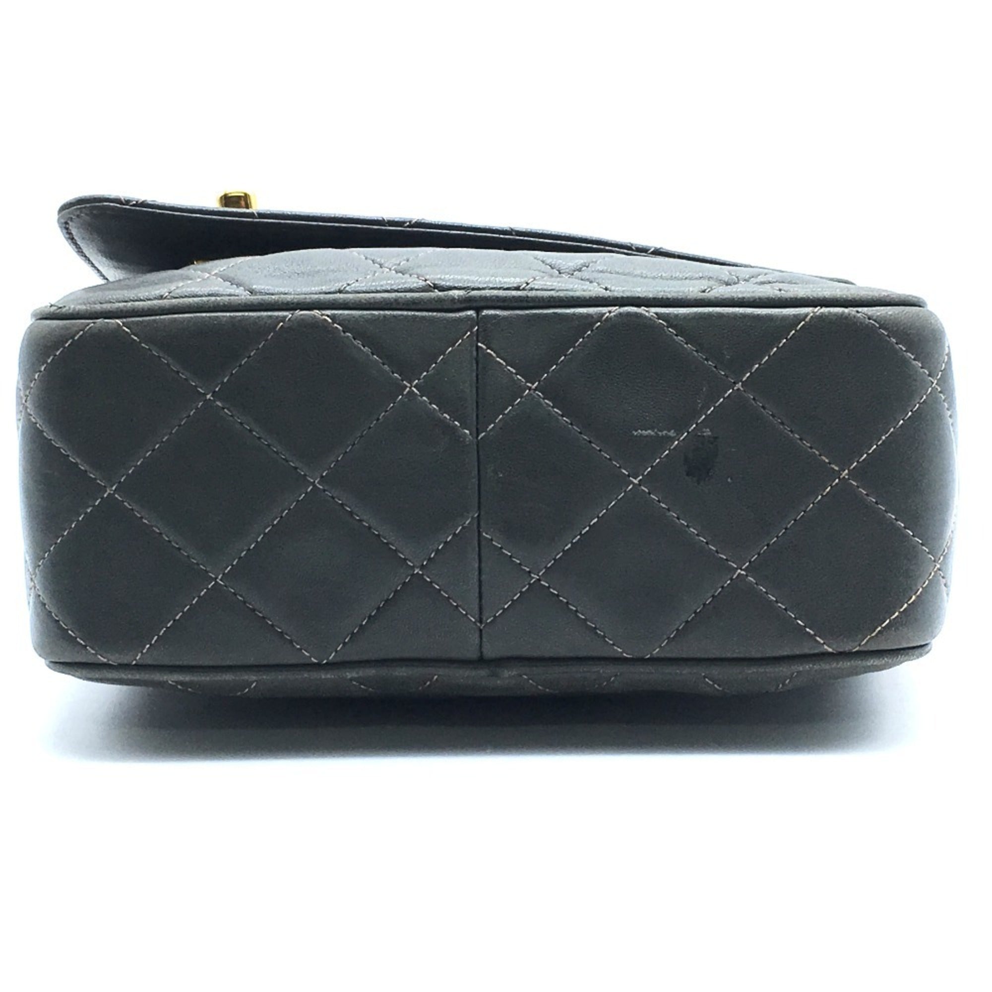 Chanel Gray Leather Shoulder Bag