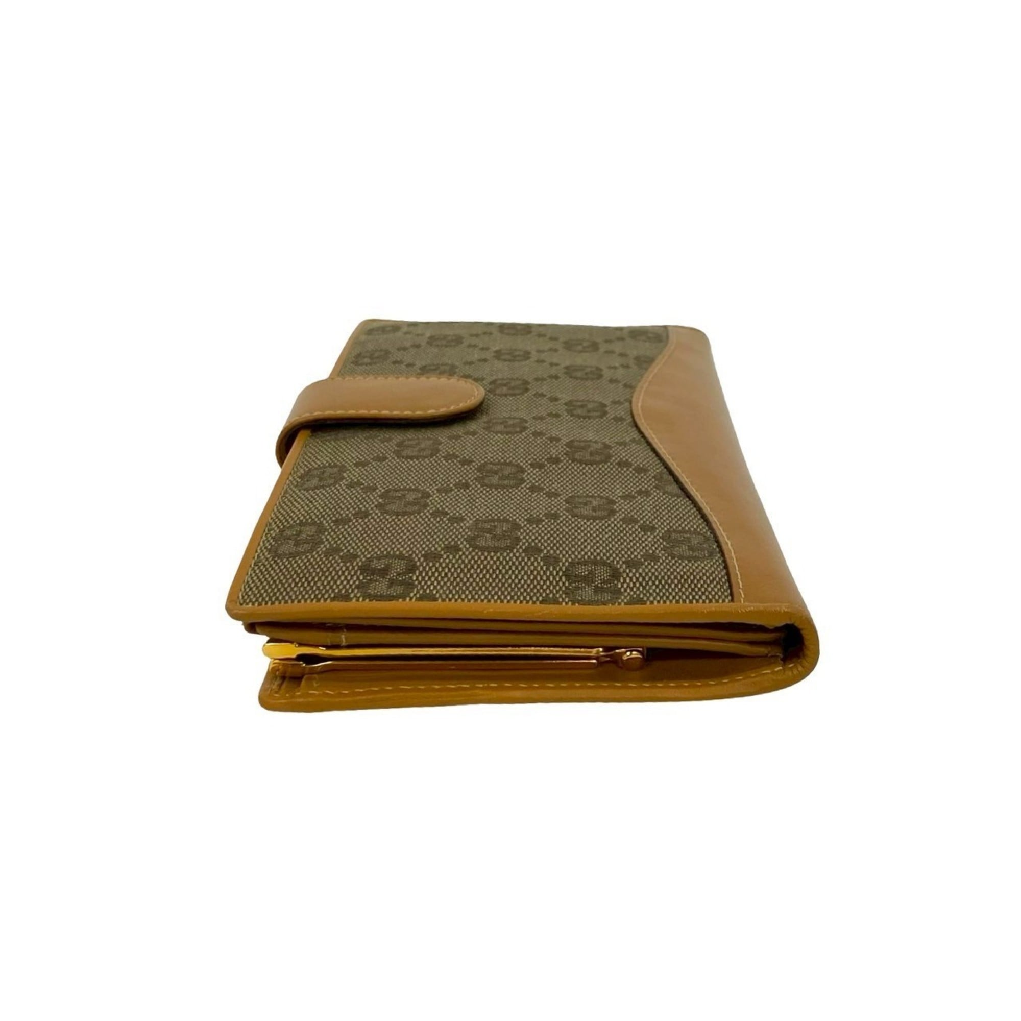 Gucci Beige Canvas Leather Long Wallet (Bi-Fold) (Pre-Owned)