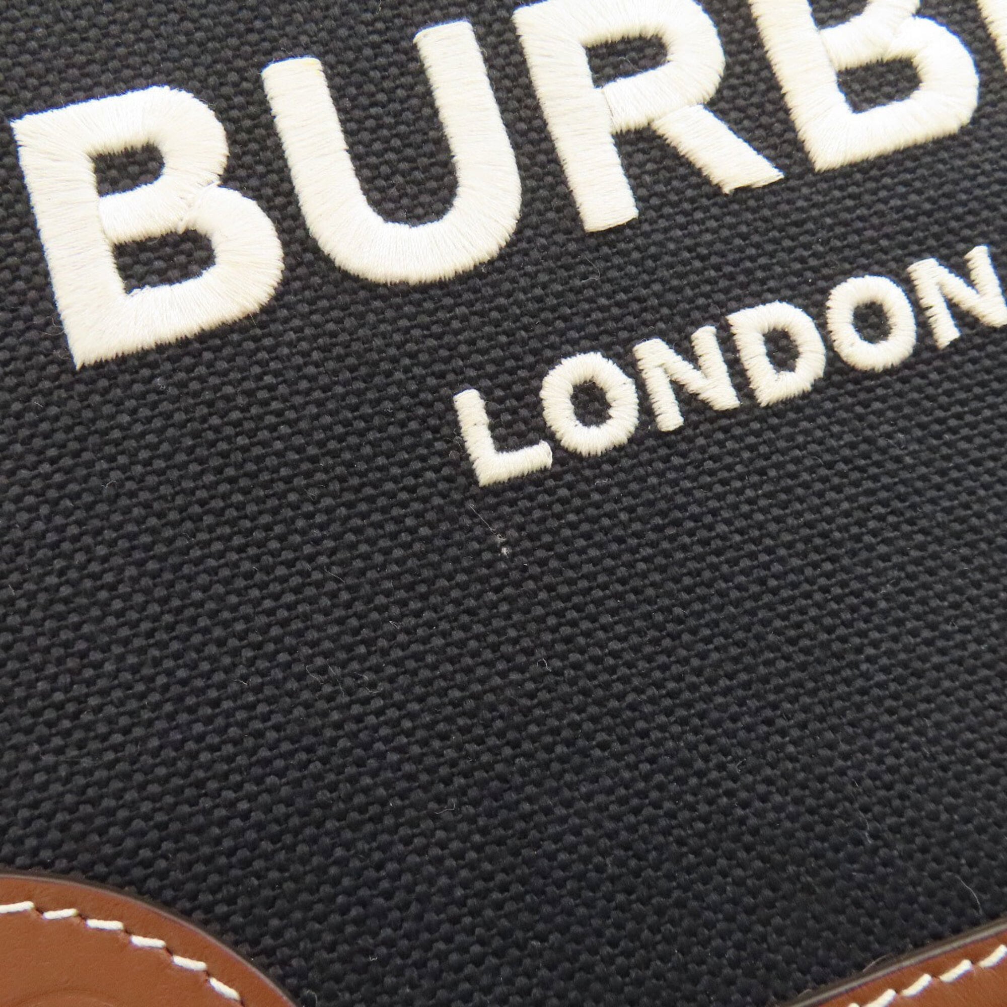 Burberry Black Brown Canvas Leather Shoulder Bag