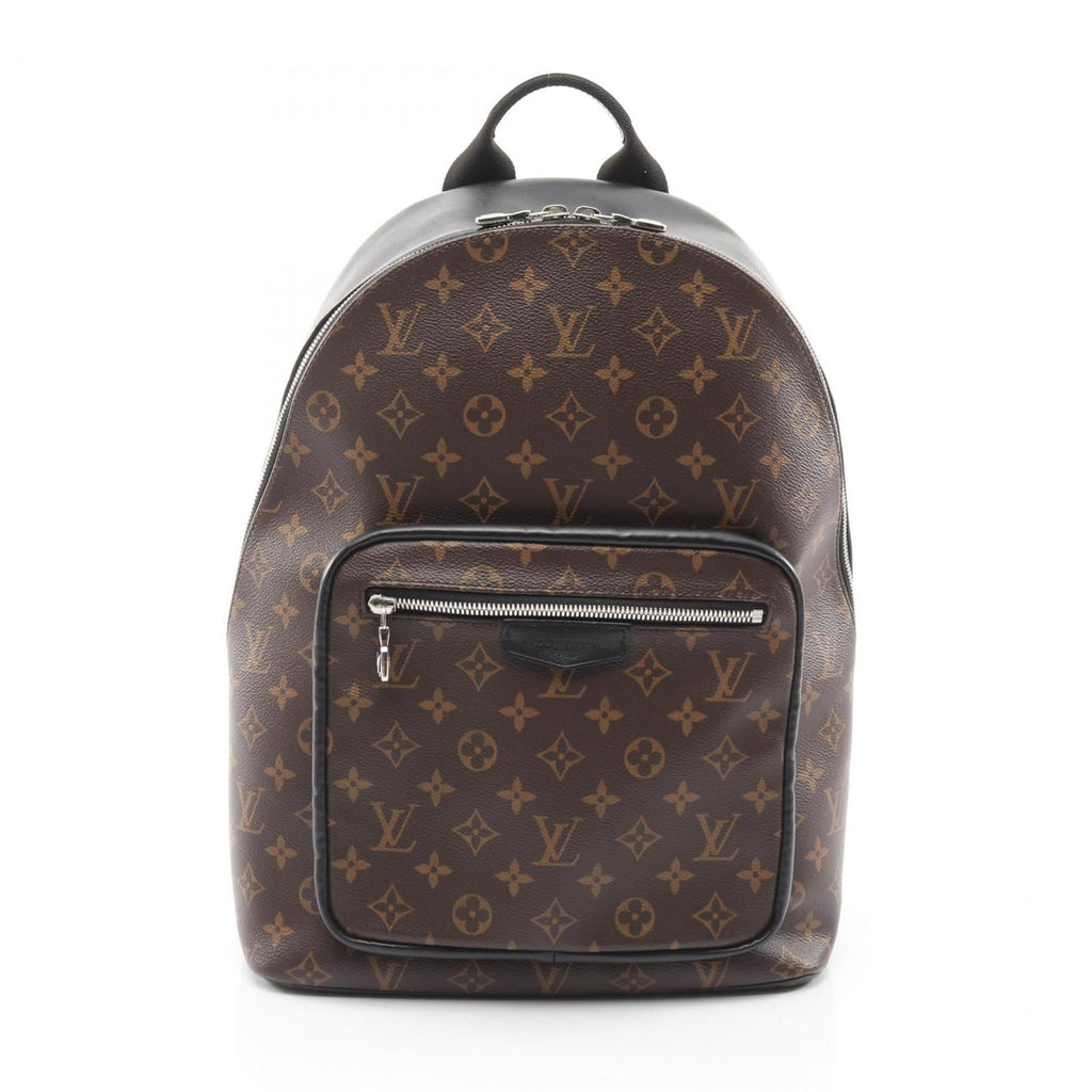 Louis Vuitton Black Brown Coated Canvas Leather Backpack Handbag